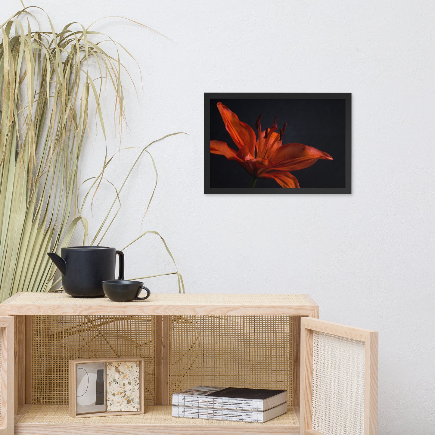 Orange Lily with Back light Floral Nature Photo Framed Wall Art Print
