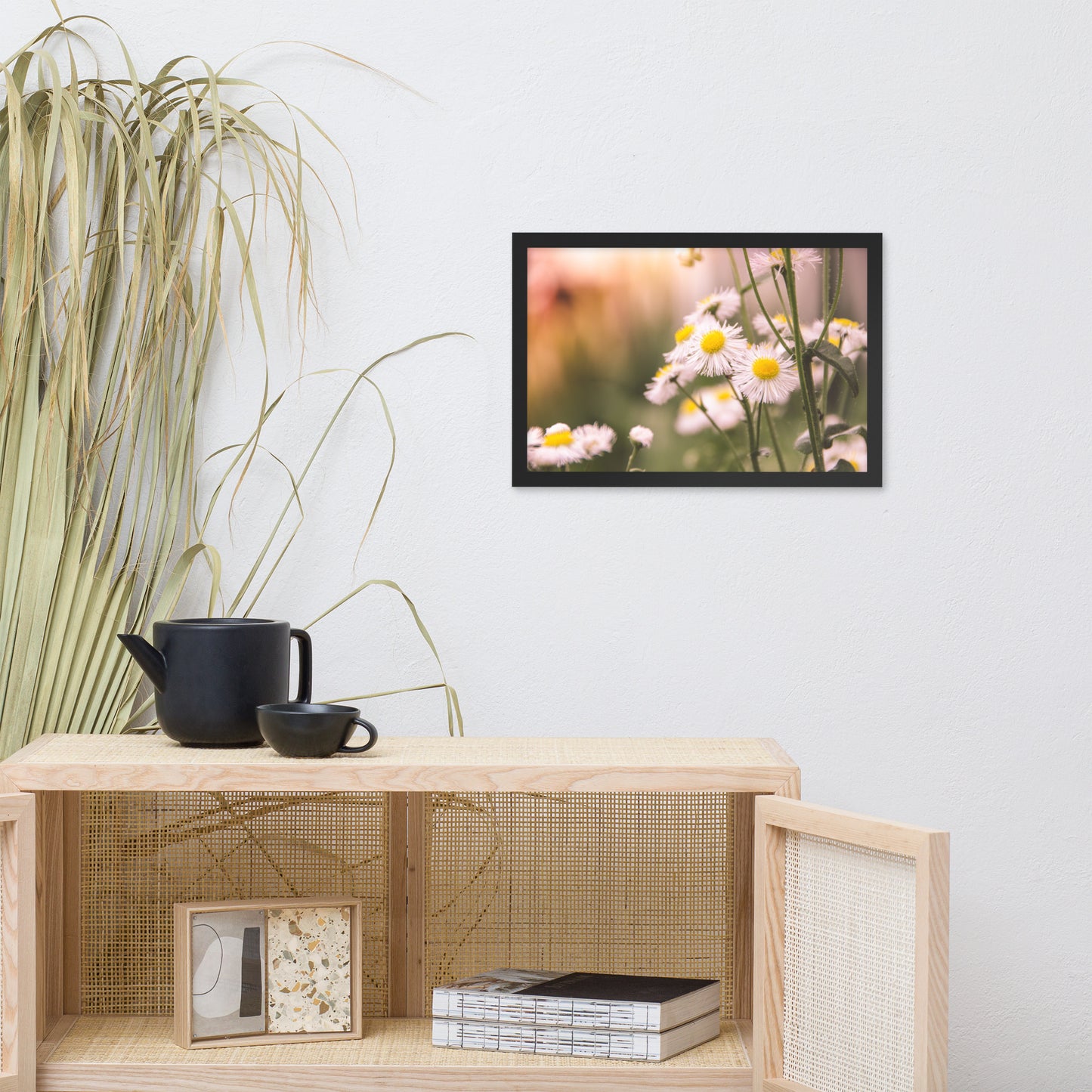 Philadelphia Fleabane Cluster Softened Floral Nature Photo Framed Wall Art Print