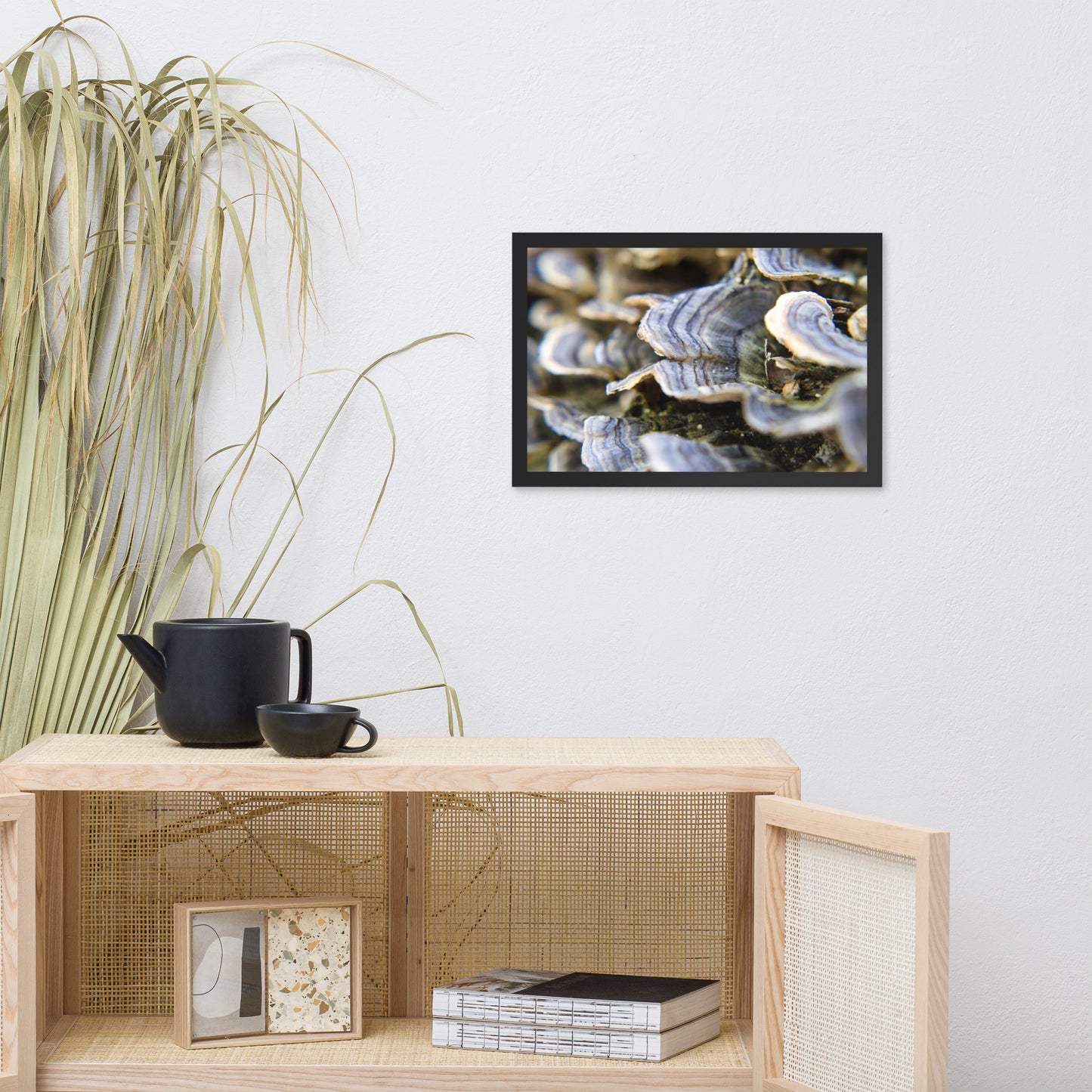 Mushrooms on Log Botanical Nature Photo Framed Wall Art Print