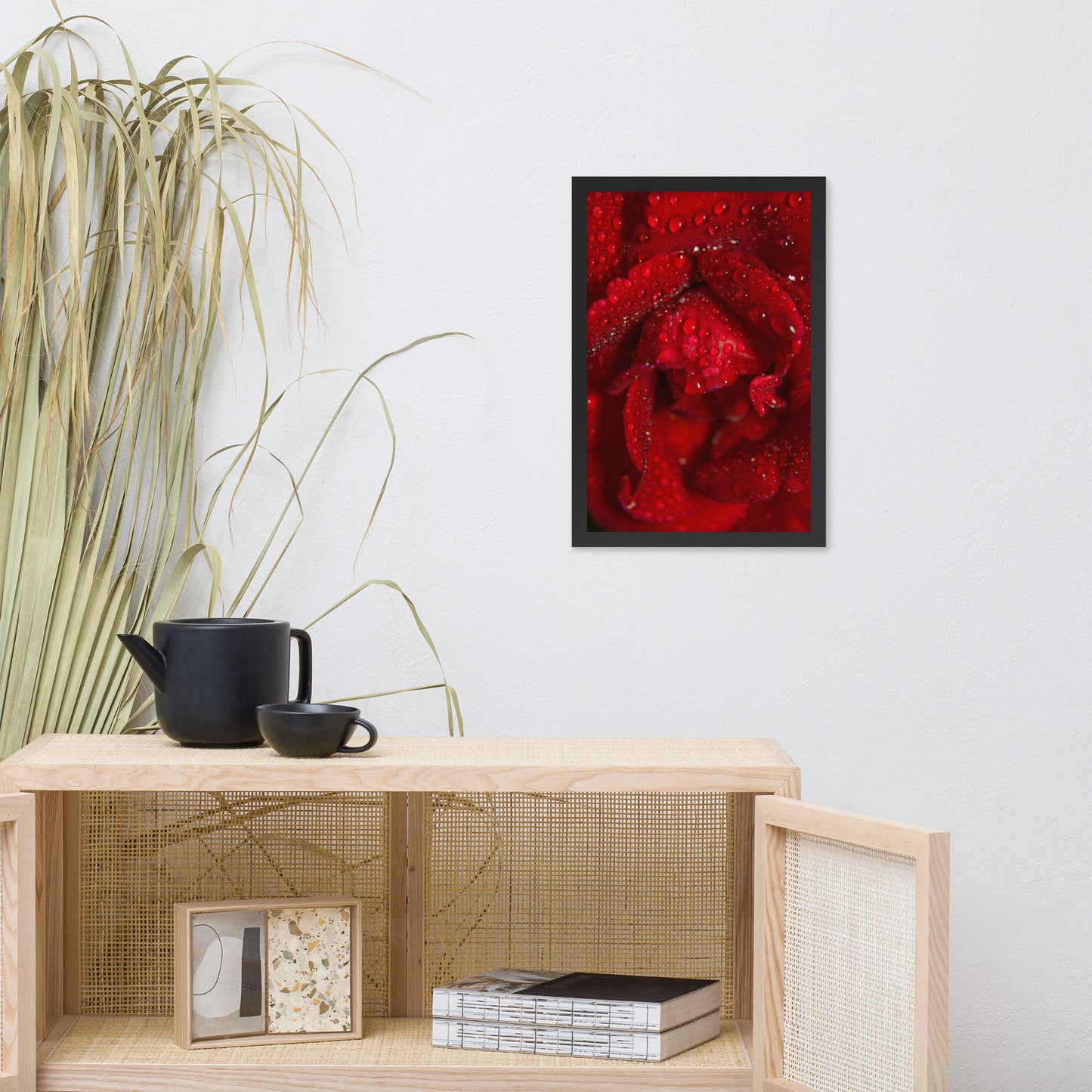 Royal Red Rose Floral Nature Photo Framed Wall Art Print