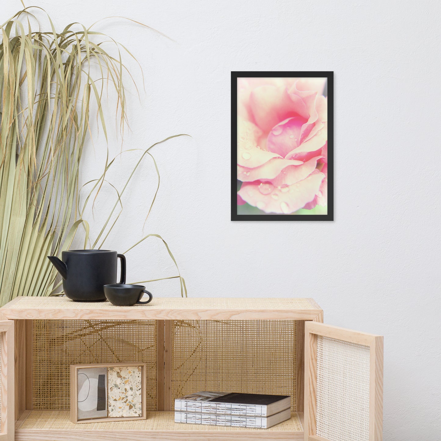 Softened Rose Floral Nature Photo Framed Wall Art Print