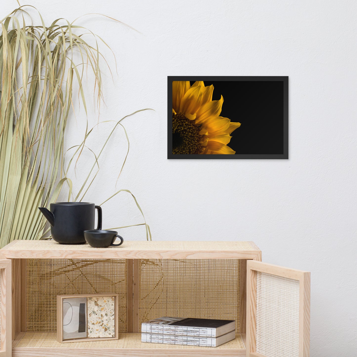 Sunflower in Corner Floral Nature Photo Framed Wall Art Print