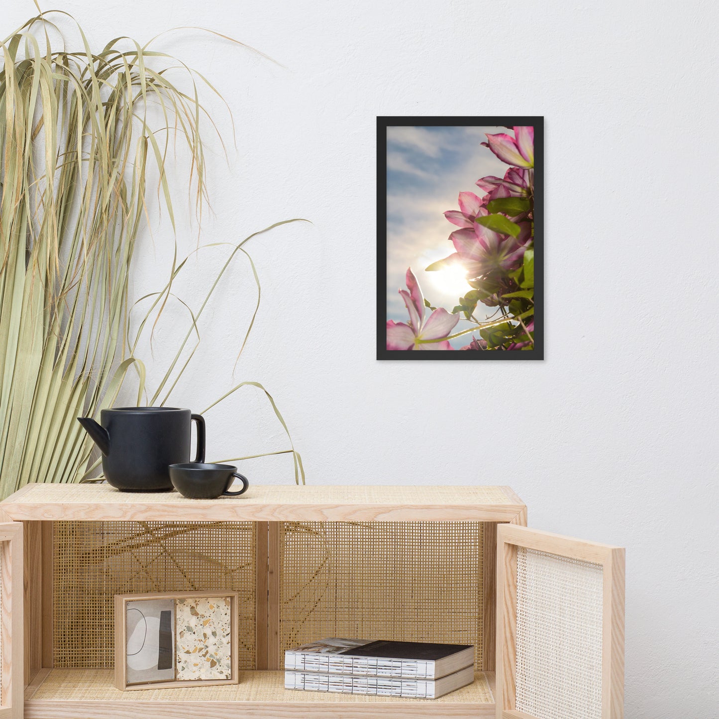 Towering Clematis Floral Nature Photo Framed Wall Art Print