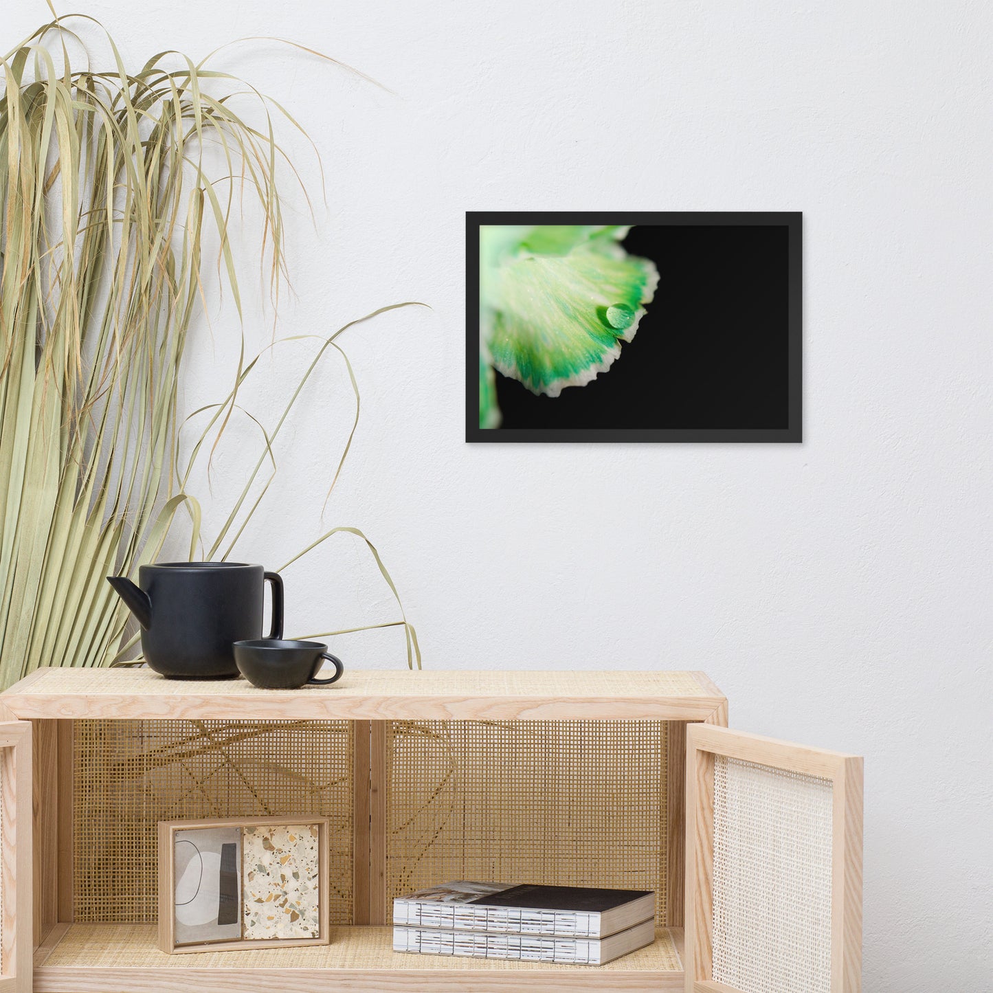 Water Droplet on Carnation Petal Floral Nature Photo Framed Wall Art Print