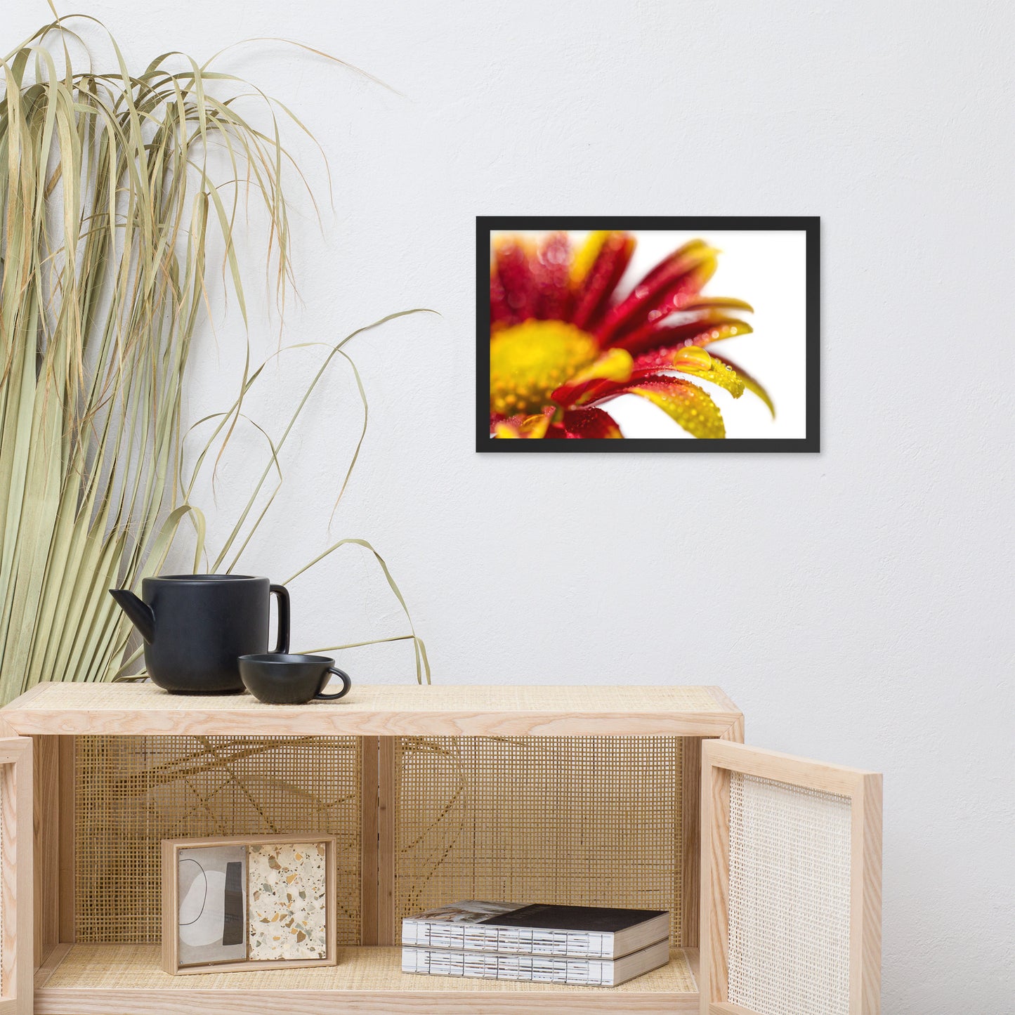 Water Droplets On Mum Petals Floral Nature Photo Framed Wall Art Print