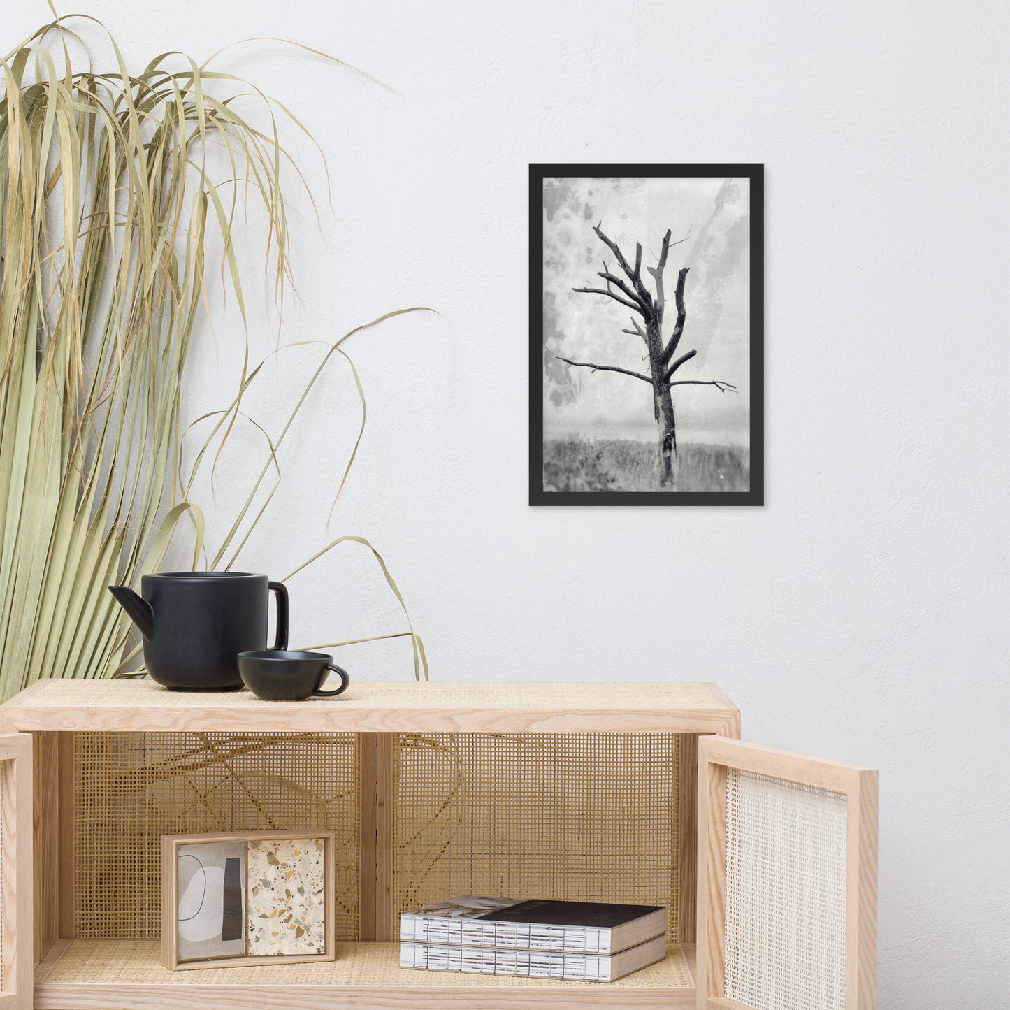 Rotting Away Alone Black and White Botanical Nature Photo Framed Wall Art Print