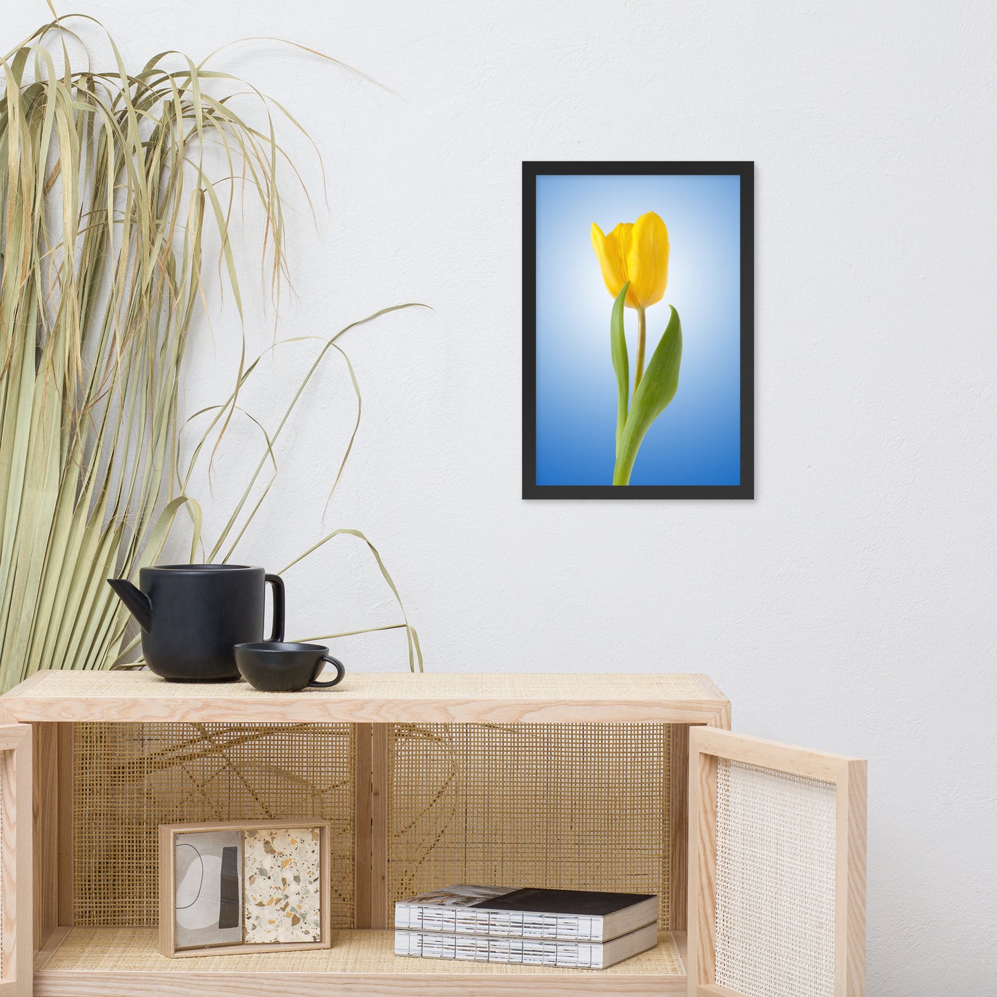 Yellow Tulip Minimal Floral Nature Photo Framed Wall Art Print