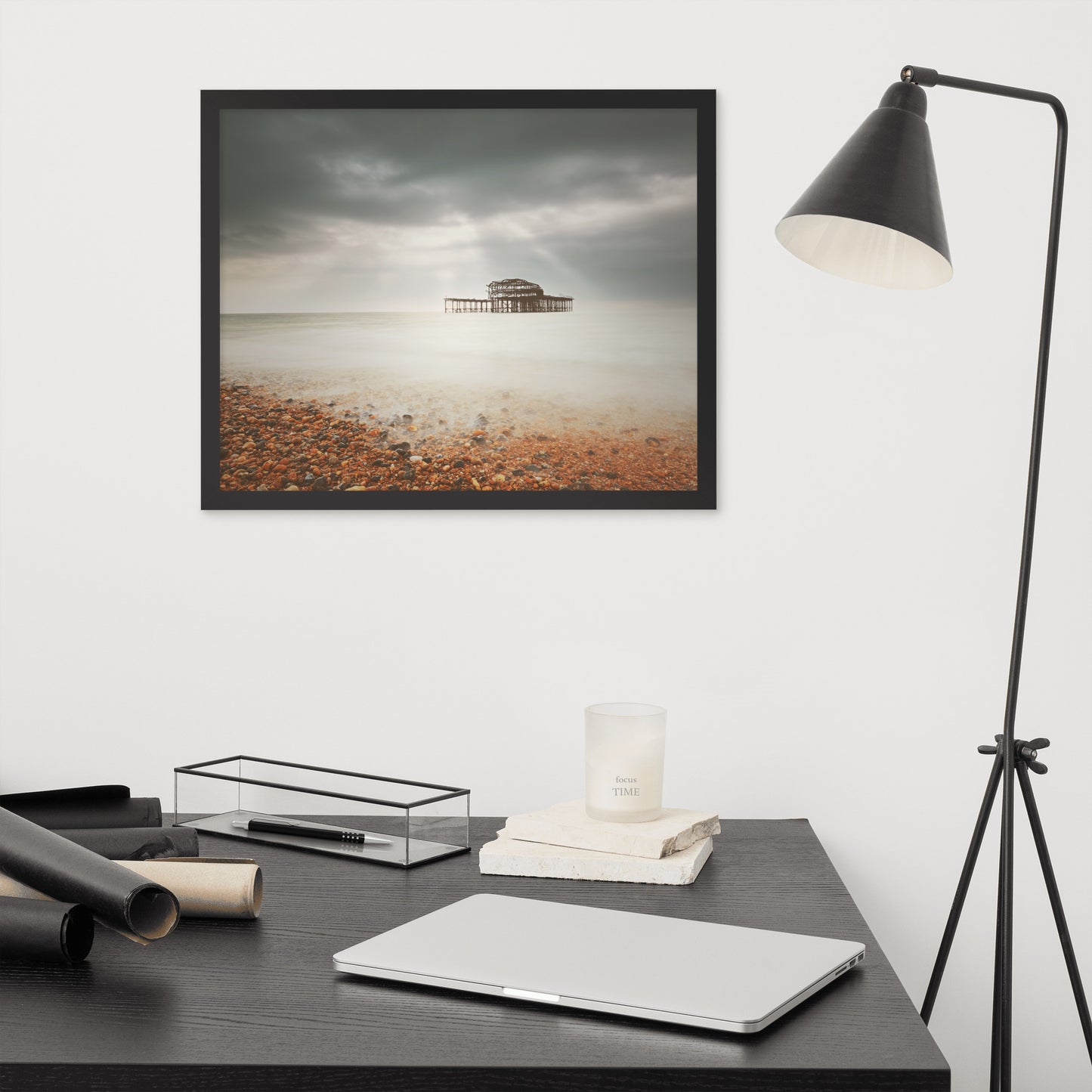 Study Area Wall Decor: Abandoned West Pier Warming Matte Effect - Coastal / Seascape / Nature / Landscape Photo Framed Wall Art Print - Wall Decor - Artwork