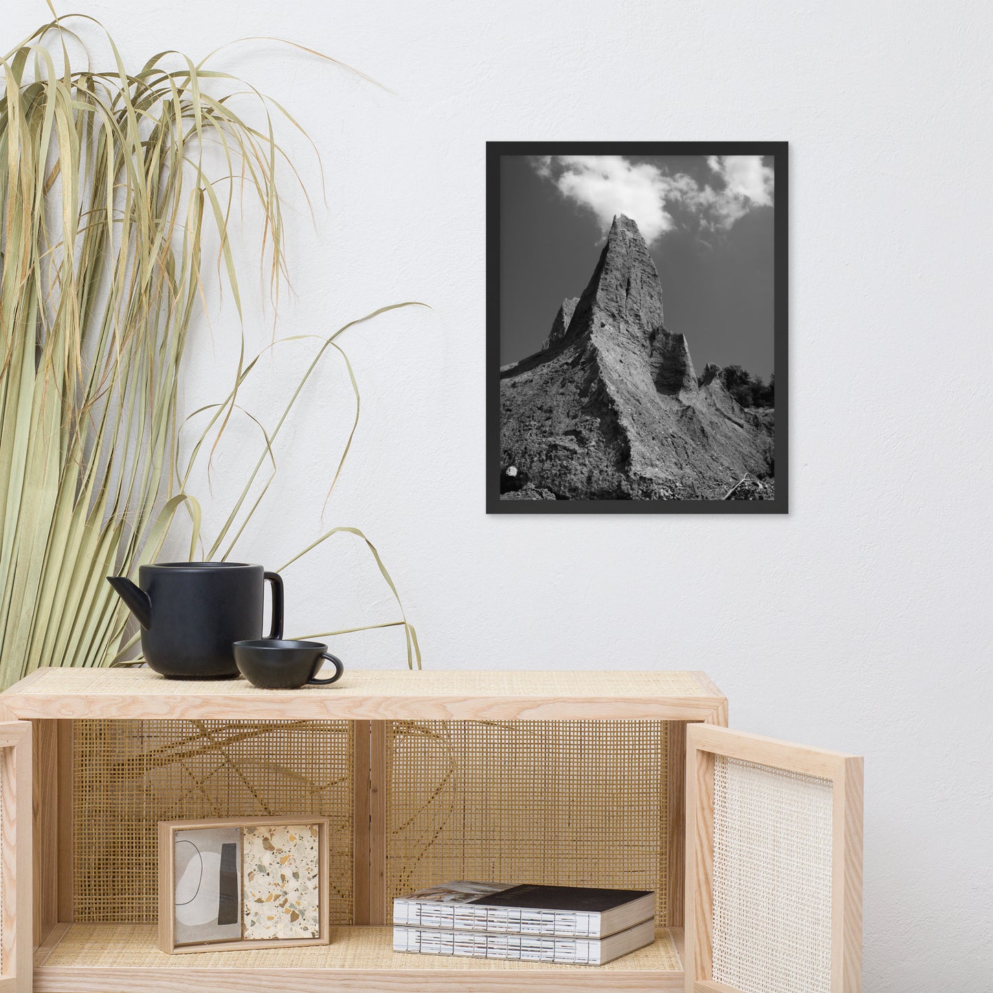 Chimney Bluff Black and White Landscape Framed Photo Paper Wall Art Prints