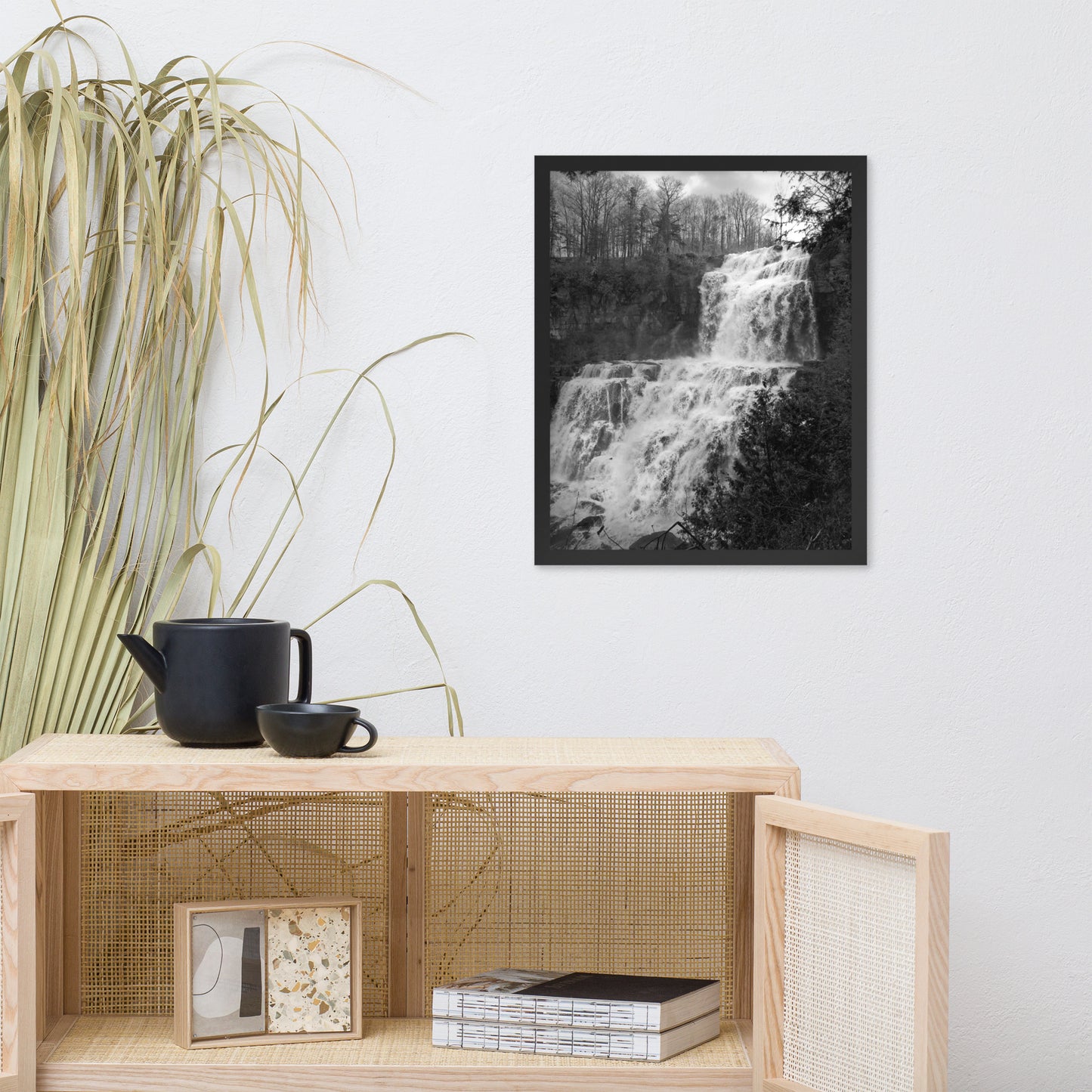 Chittenango Waterfall in Black and White Framed Photo Wall Art Prints