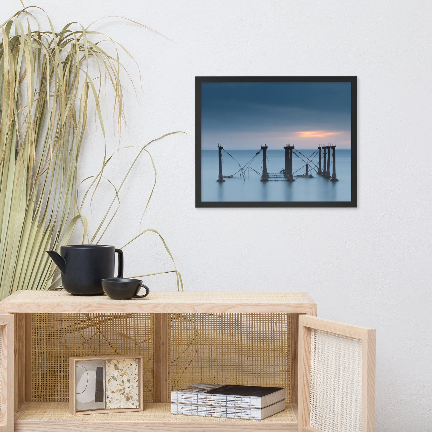 Cloudy Sunrise at Port Mahon Lighthouse Ruins Framed Photo Paper Wall Art Prints