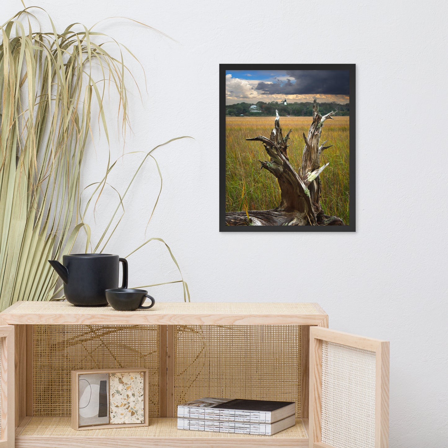 Dead Tree and Amelia Lighthouse Coastal Landscape Photo Framed Wall Art Prints
