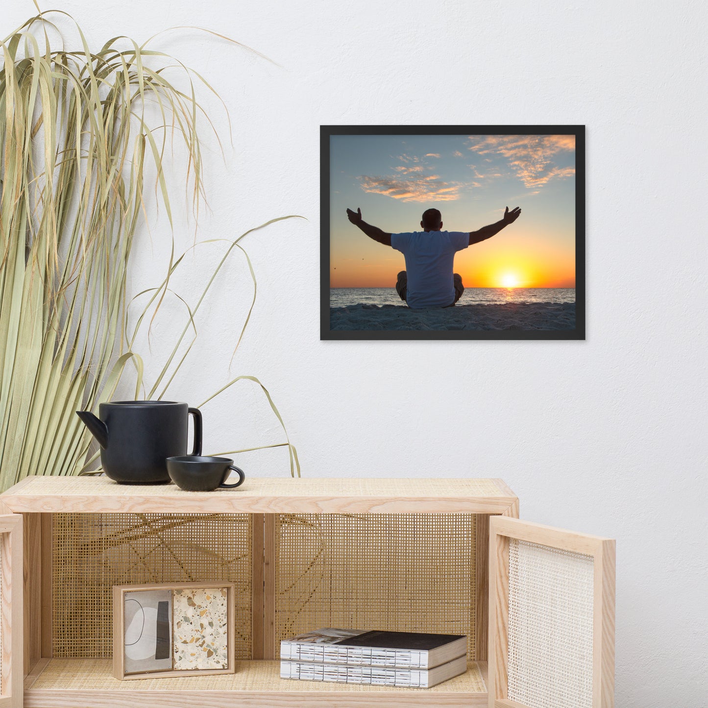 Embrace The Light Sunset Coastal Landscape Photo Framed Wall Art Print