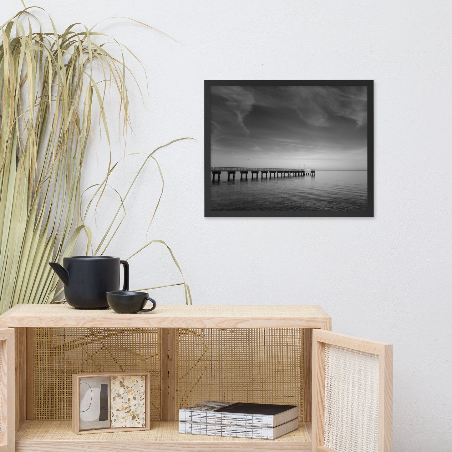 End of the Pier Black and White Framed Photo Wall Art Prints