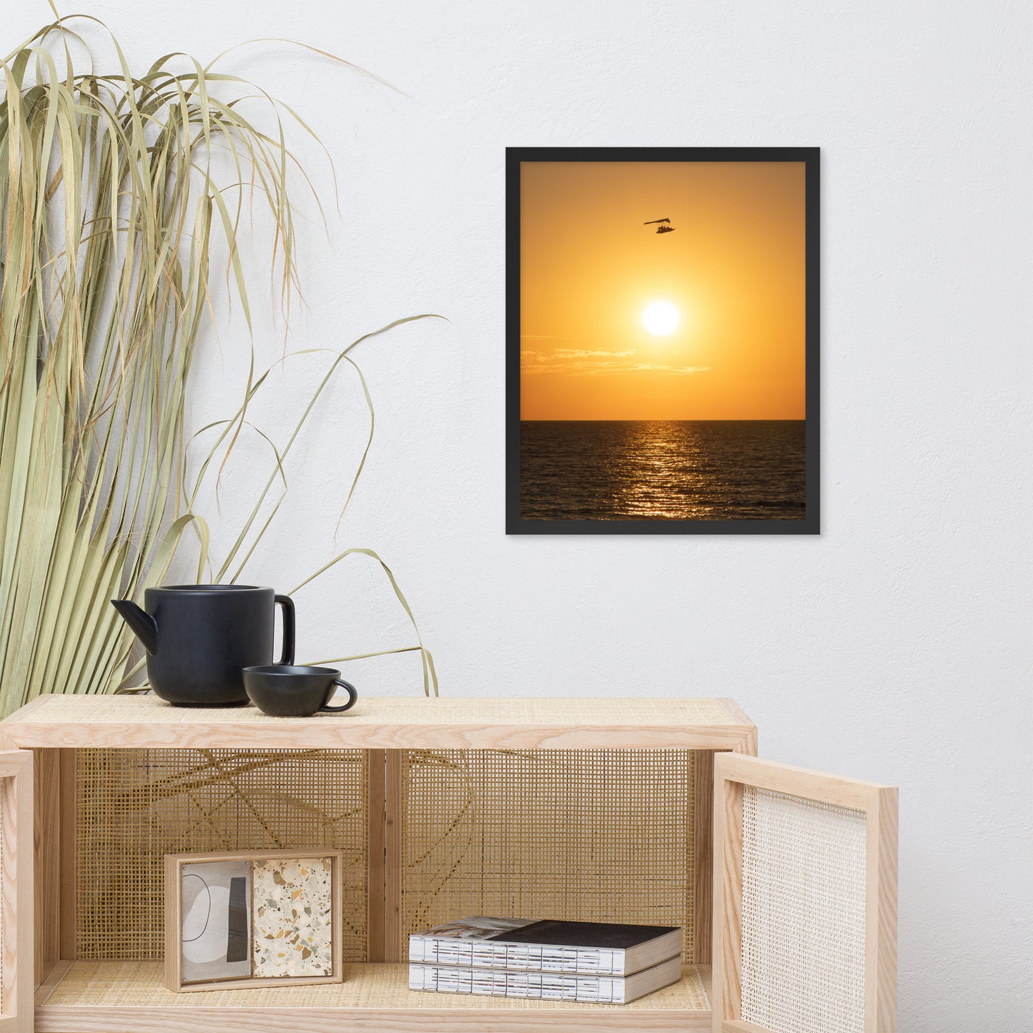 Flying High at Sunset Coastal Landscape Photo Framed Wall Art Print