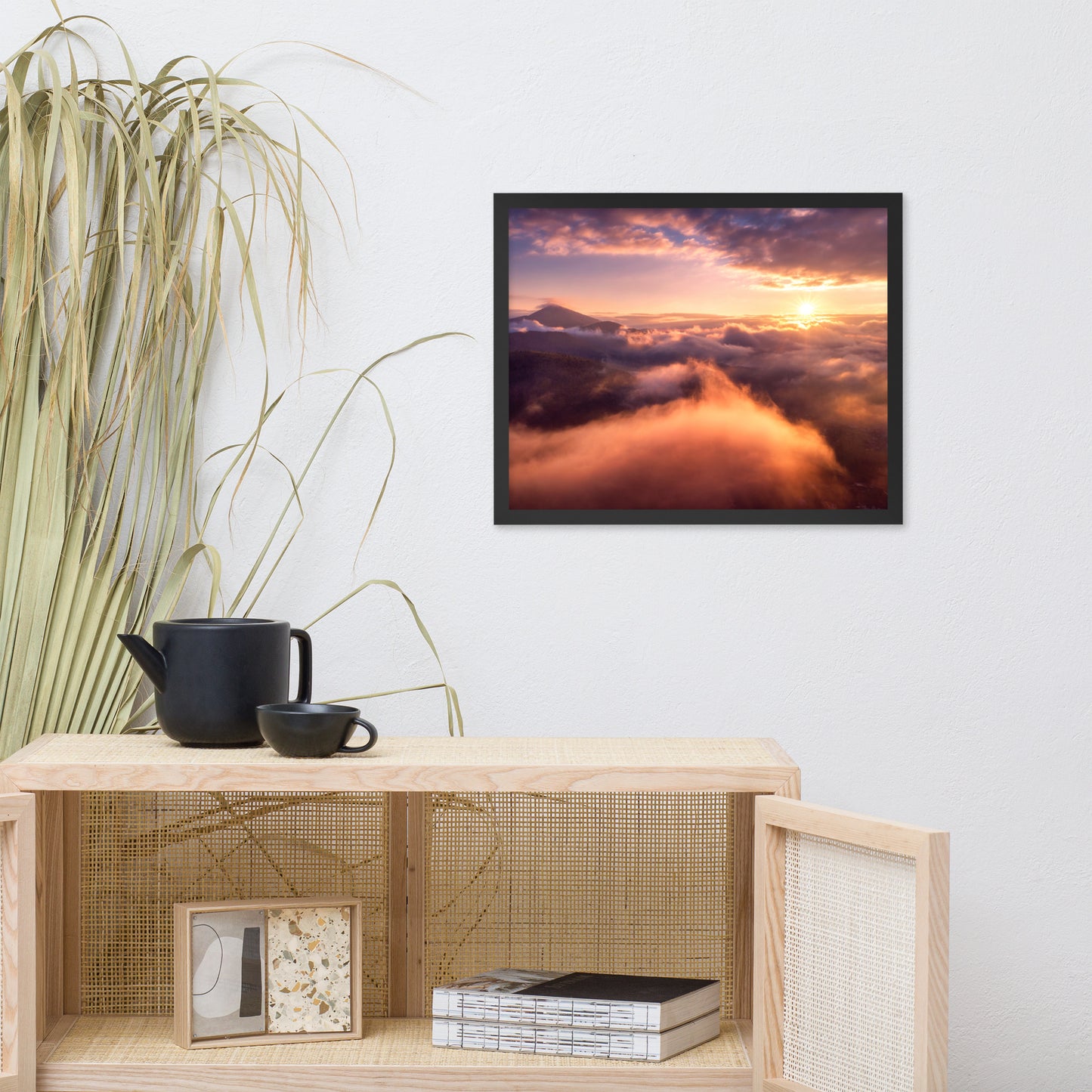 Heaven on Earth Mountains in Clouds at Sunrise Framed Wall Art Prints