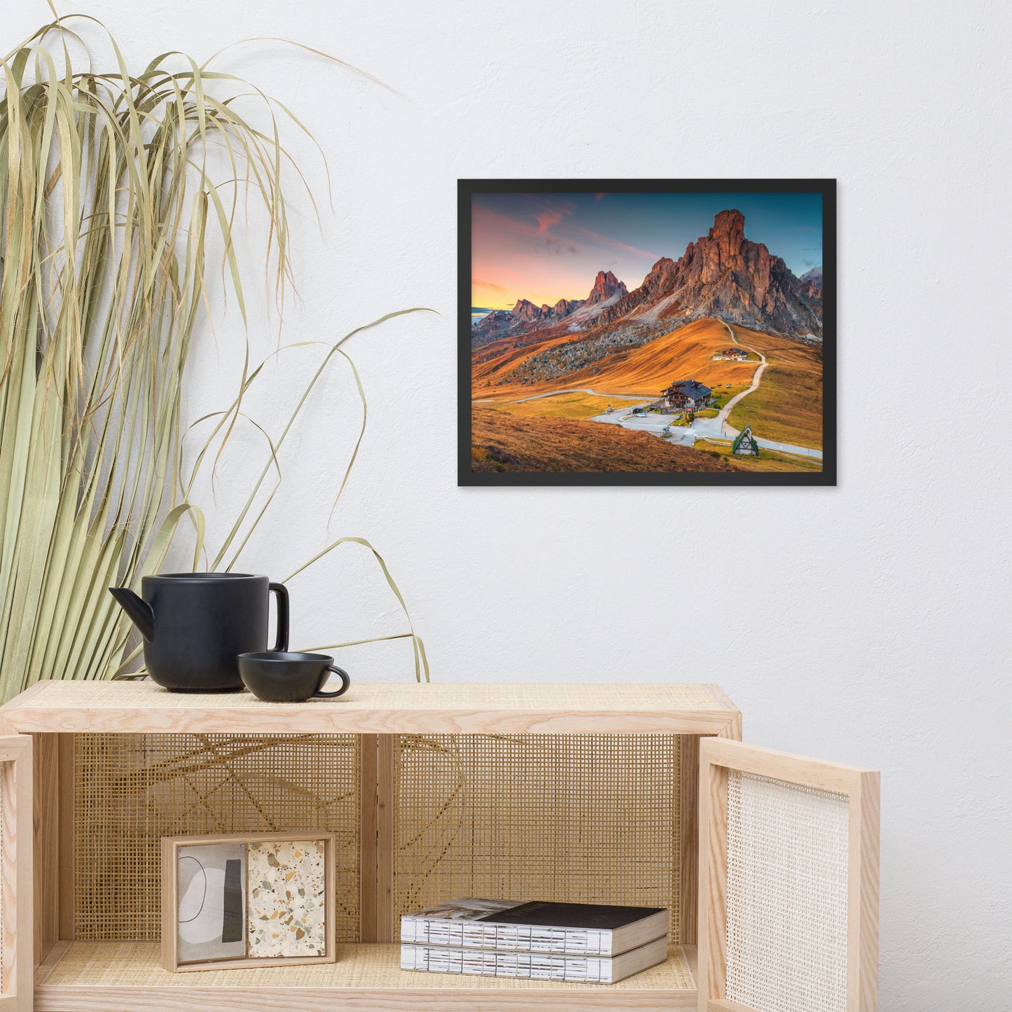 Majestic Sunset and Alpine Mountain Pass Framed Photo Paper Wall Art Prints