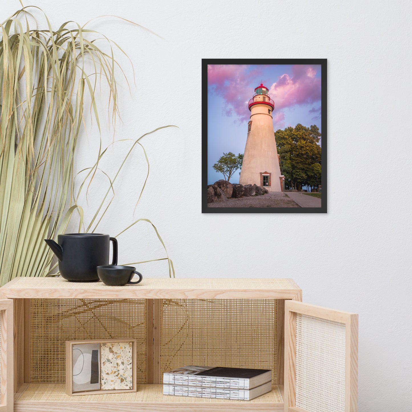 Marblehead Lighthouse at Sunset Landscape Framed Photo Paper Wall Art Prints