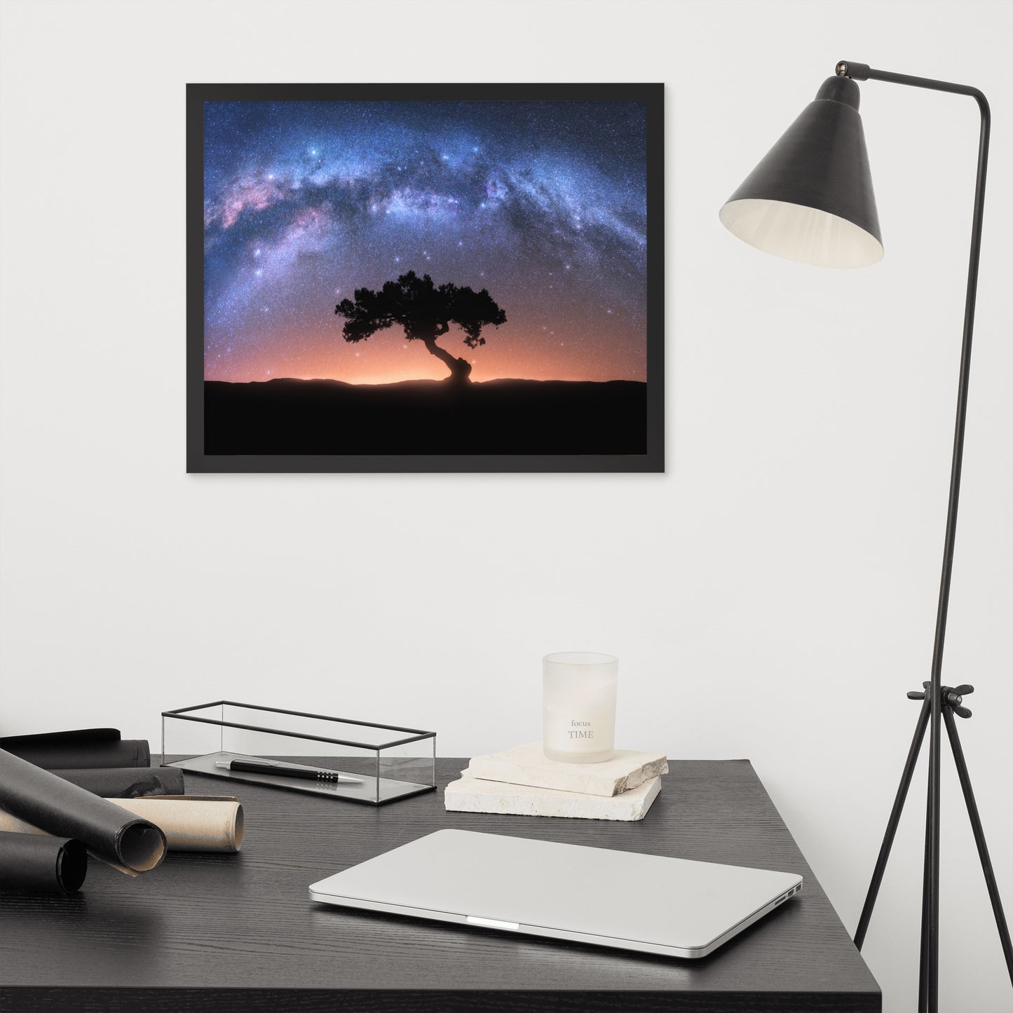 Solitary Sentinel Milky Way Arch and Tree Night Galaxy Framed Wall Art Prints