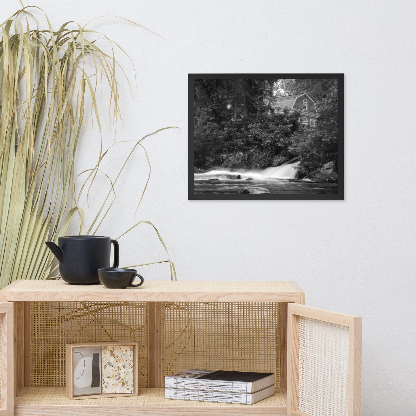 The Brandywine River and First Presbyterian Church Black & White Framed Photo Paper Wall Art Prints