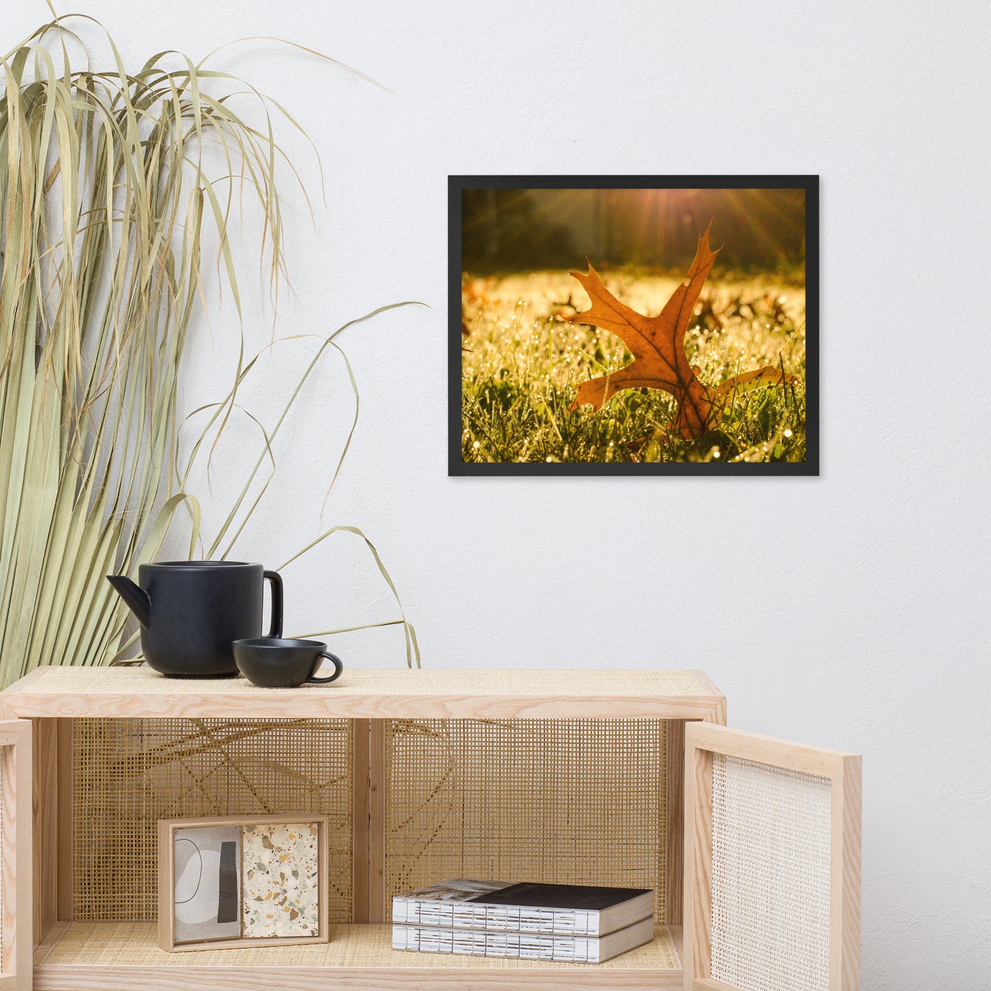 Fall Leaf in Morning Sun Botanical Nature Photo Framed Wall Art Print