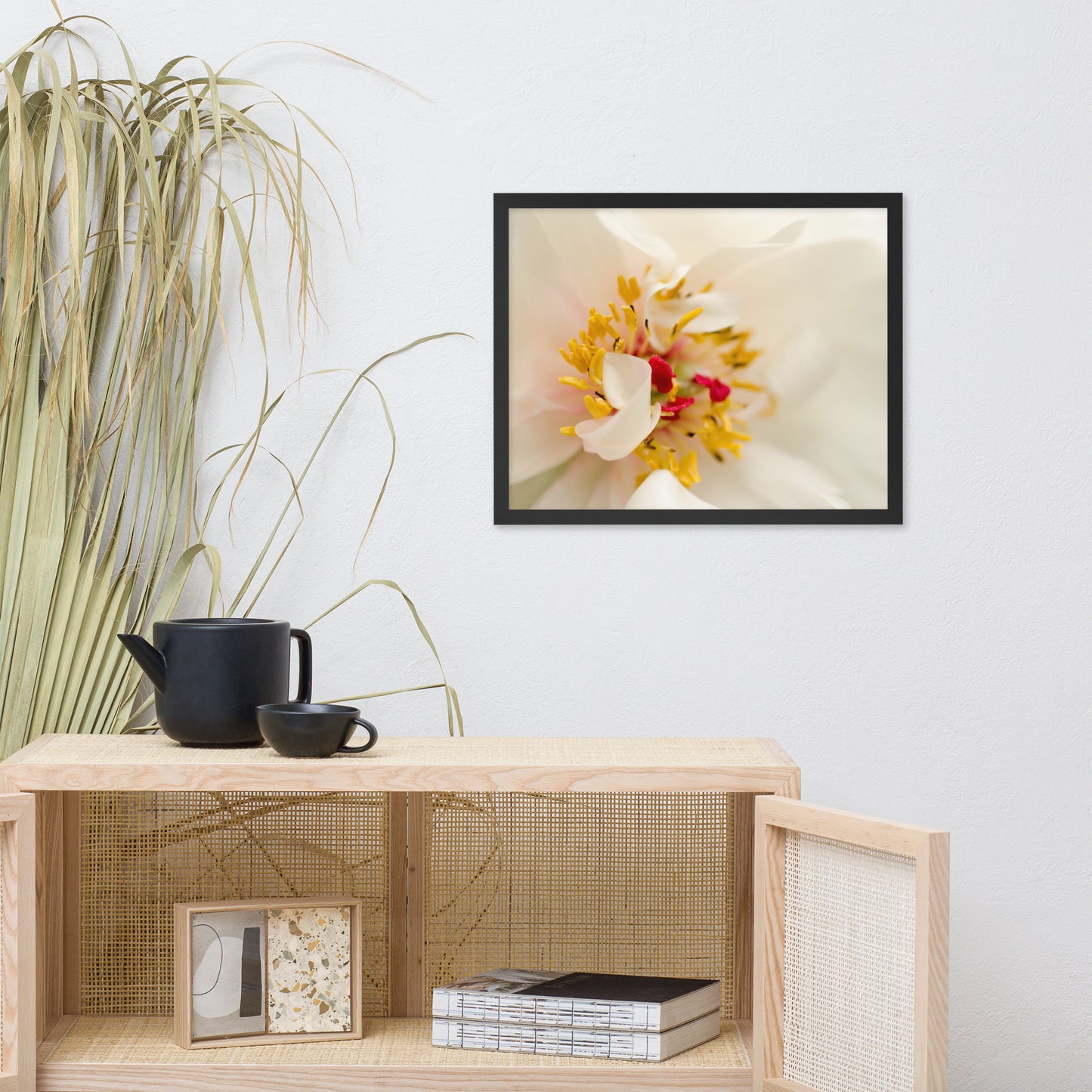 Eye of Peony Floral Nature Photo Framed Wall Art Print