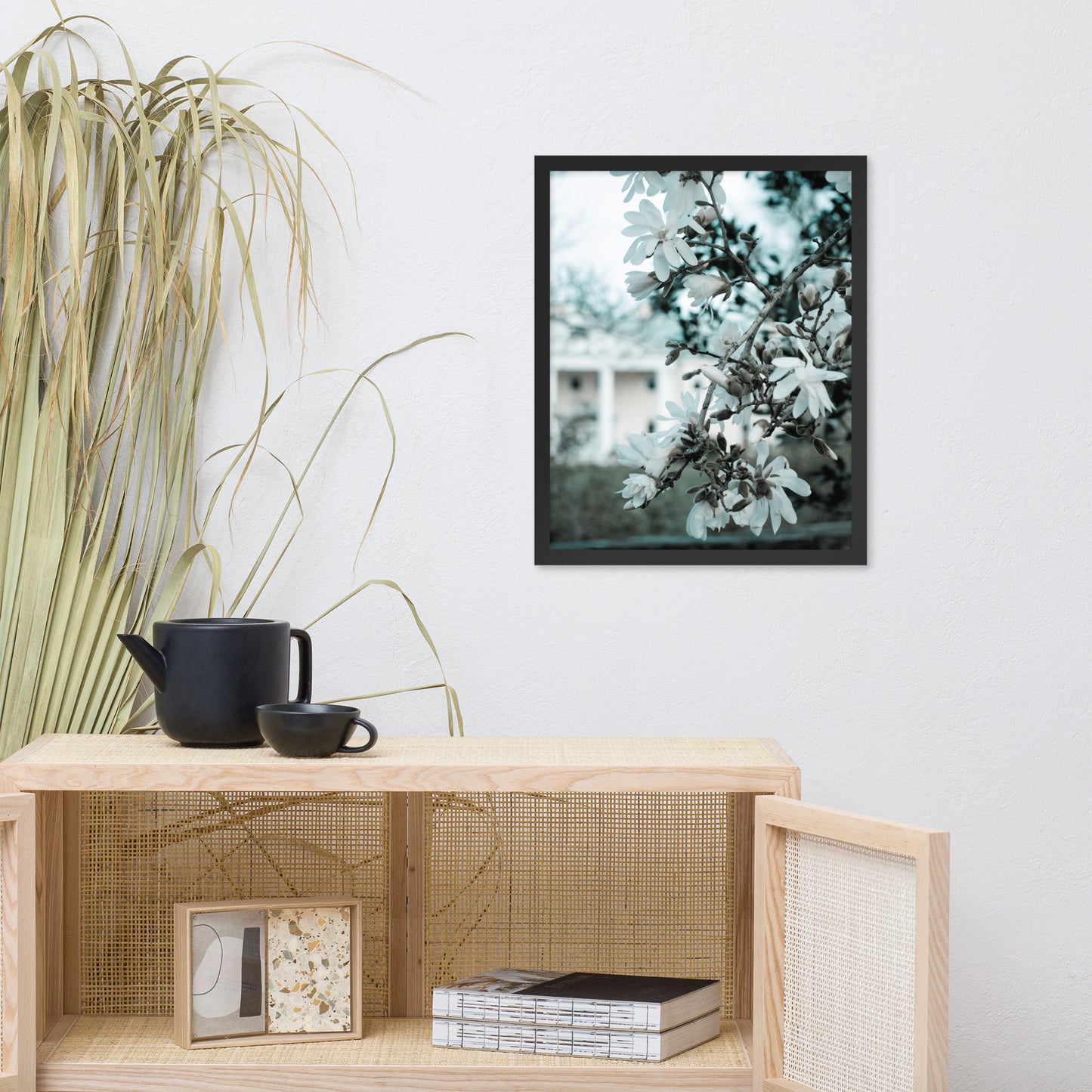 Mansion Blooms Floral Landscape Photo Framed Wall Art Print