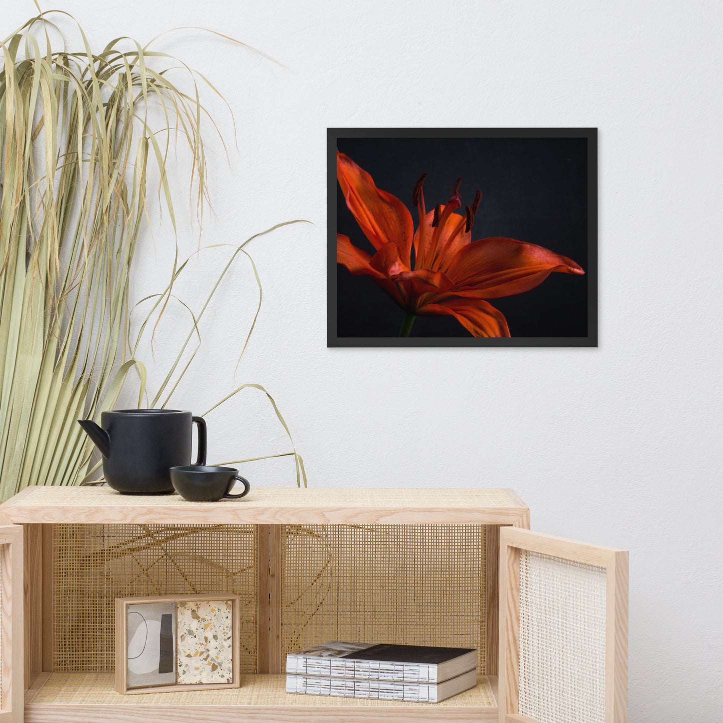 Orange Lily with Back light Floral Nature Photo Framed Wall Art Print
