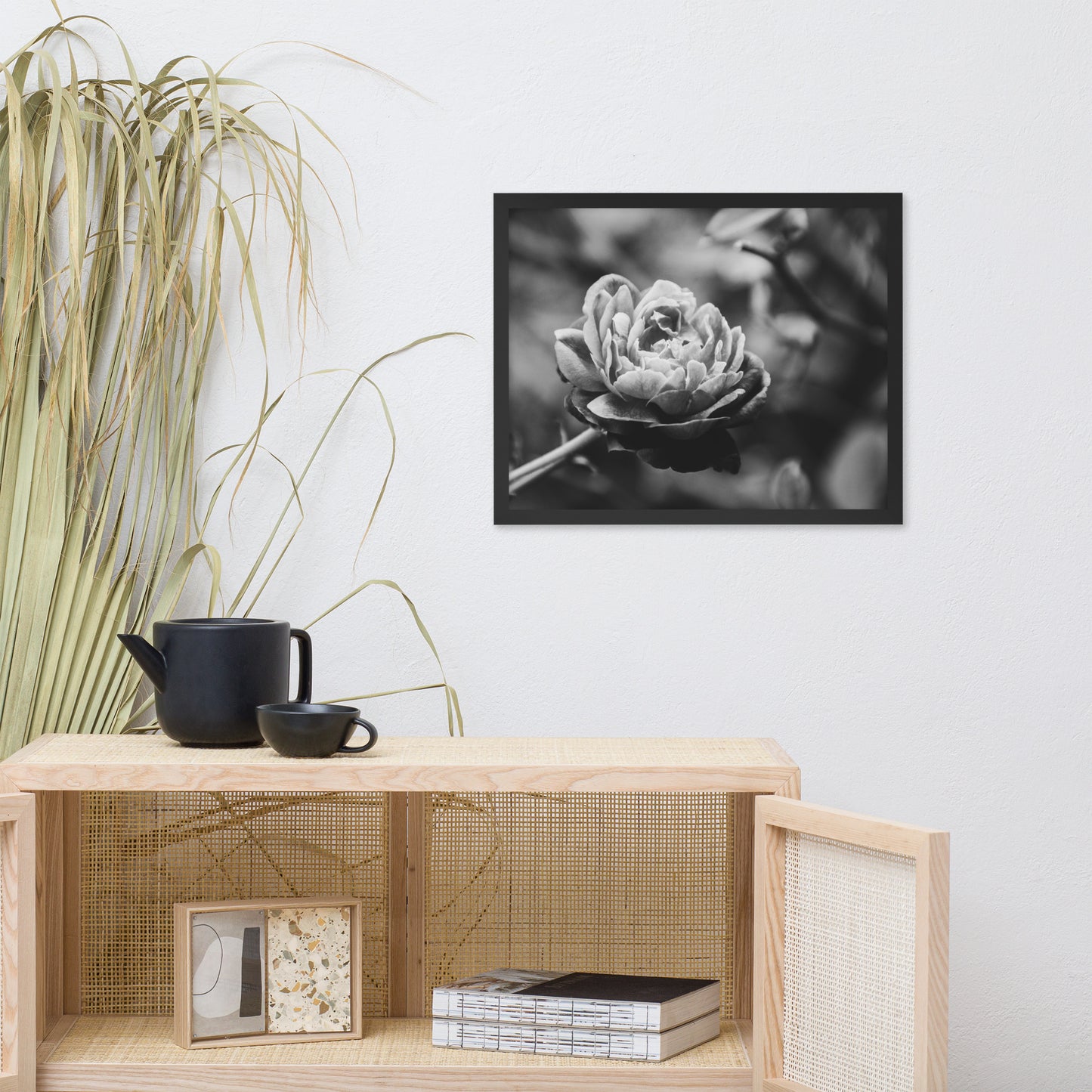 Perfect Petals Black and White Floral Nature Photo Framed Wall Art Print