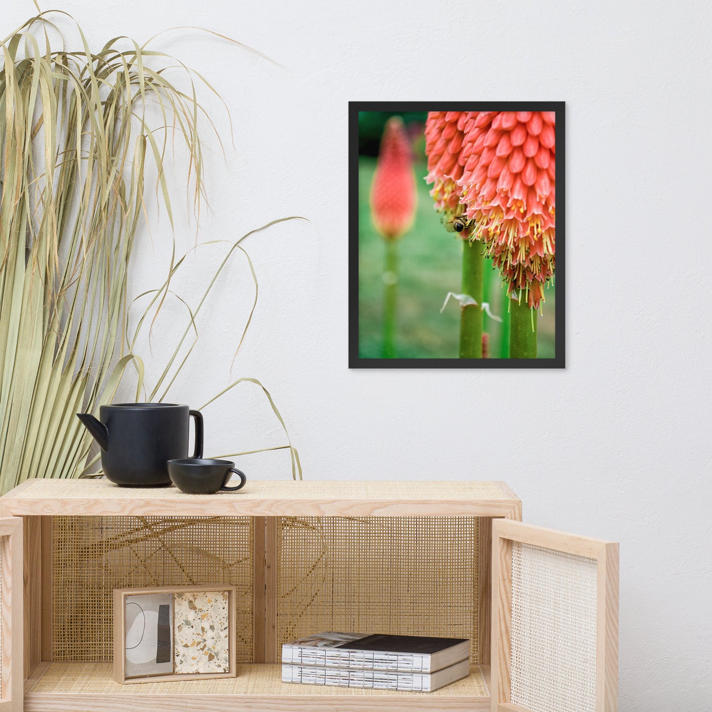 Red Hot Pokers Floral Nature Photo Framed Wall Art Print