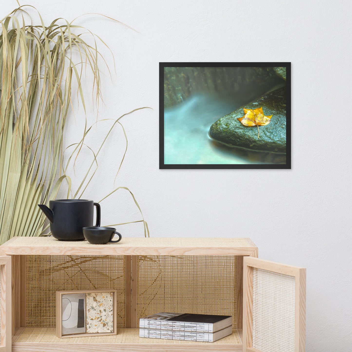 Misty Leaf Botanical Nature Photo Framed Wall Art Print