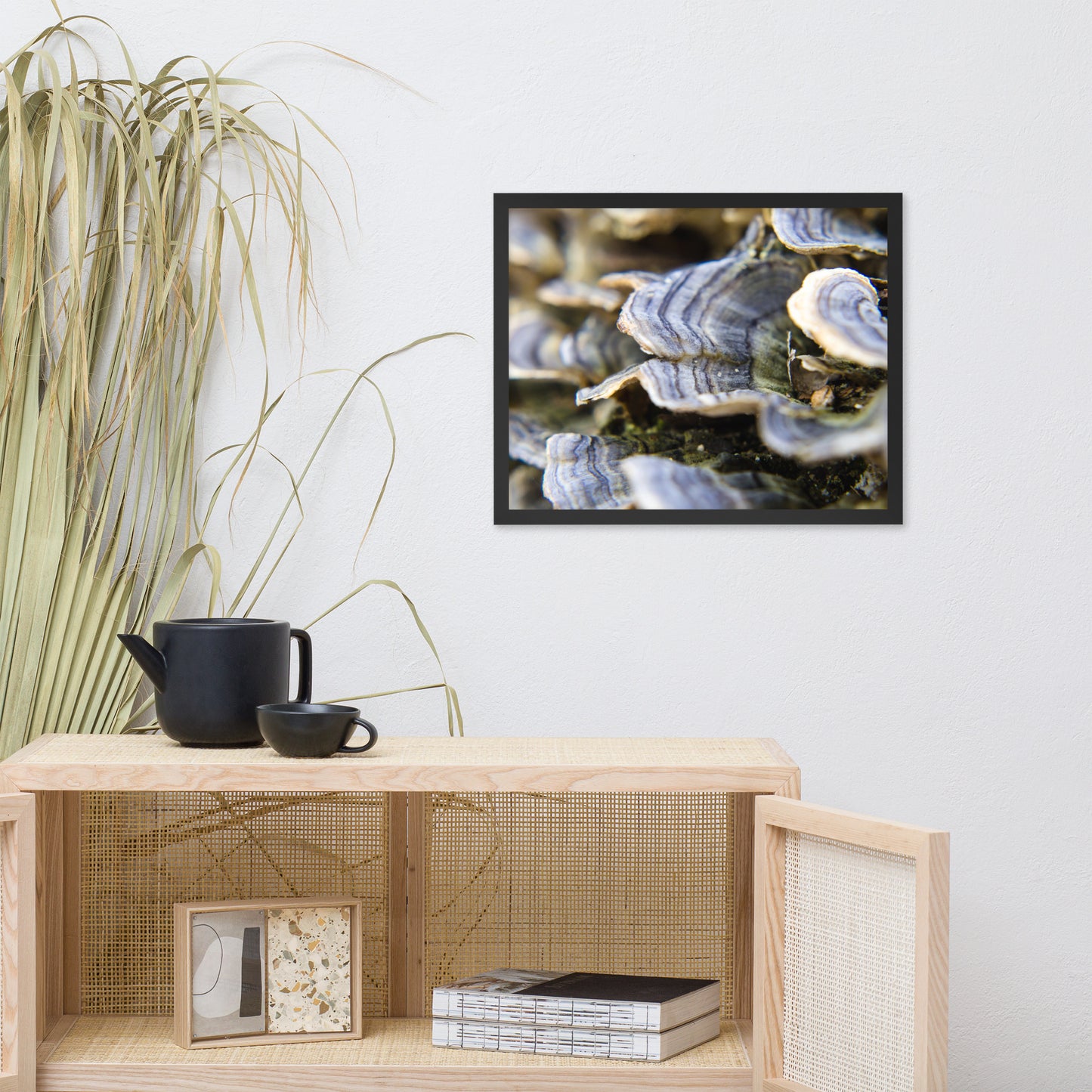 Mushrooms on Log Botanical Nature Photo Framed Wall Art Print