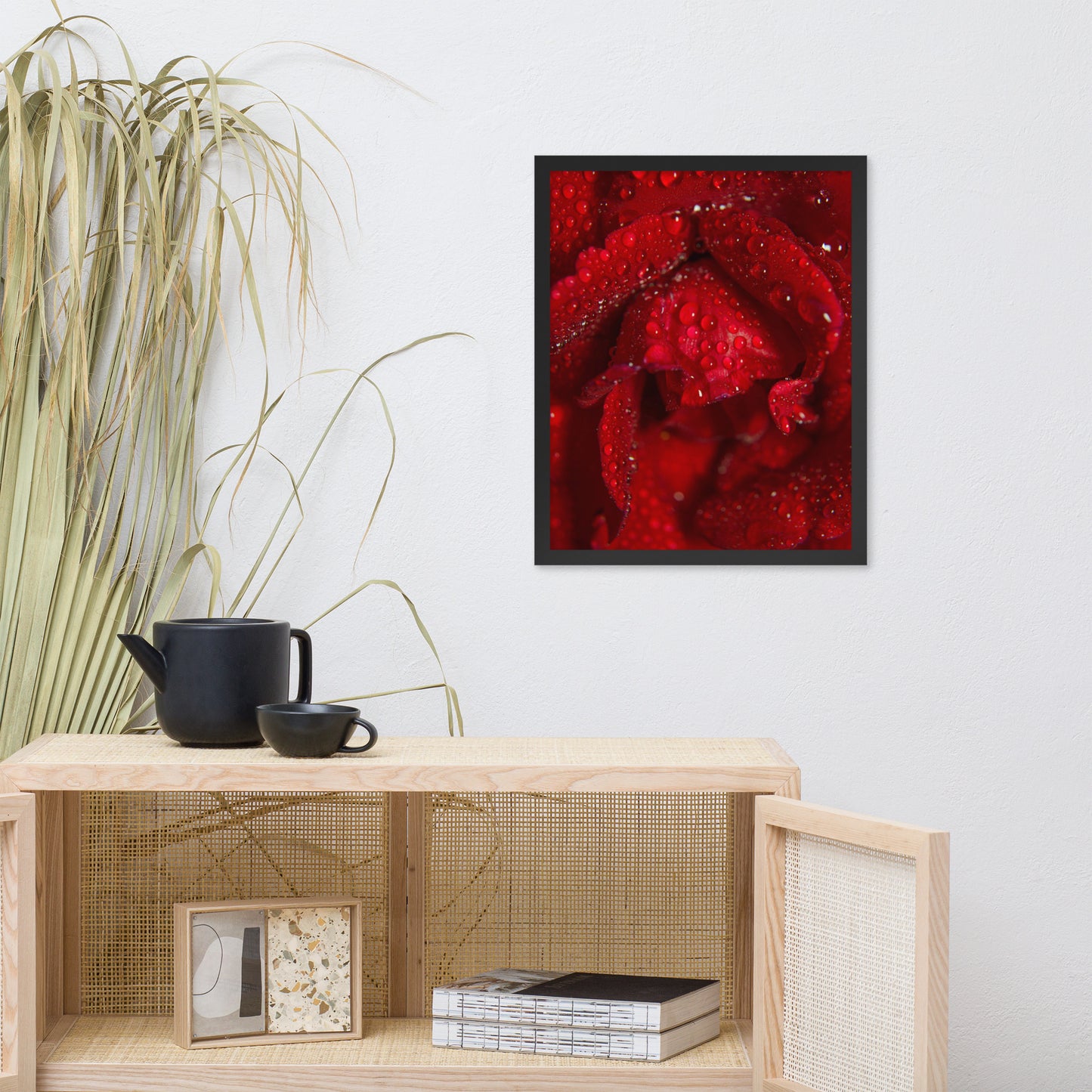Royal Red Rose Floral Nature Photo Framed Wall Art Print