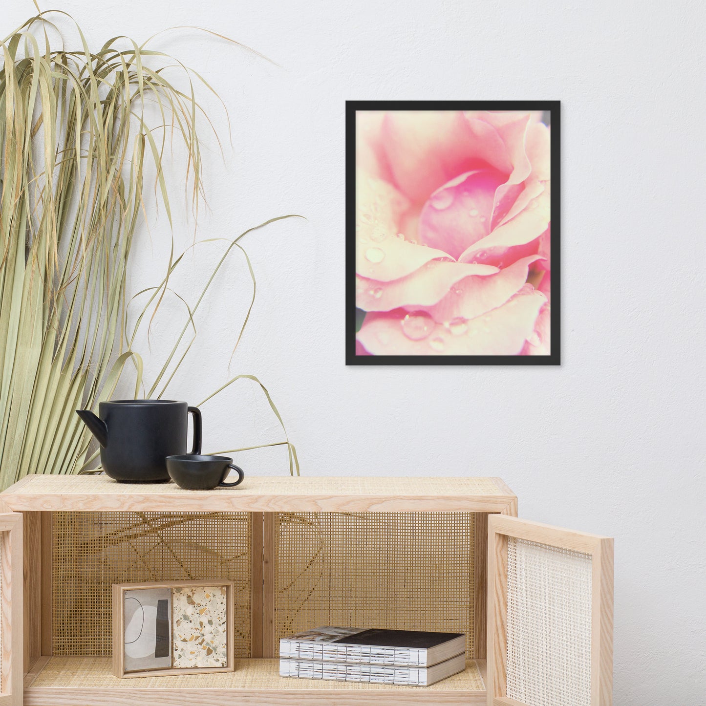 Softened Rose Floral Nature Photo Framed Wall Art Print
