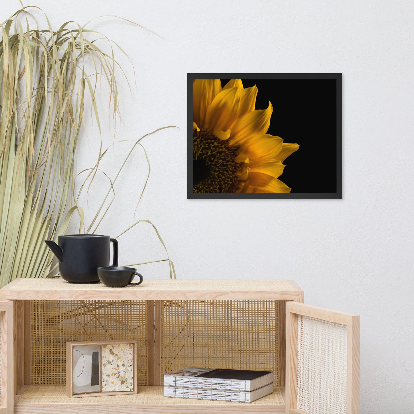 Sunflower in Corner Floral Nature Photo Framed Wall Art Print