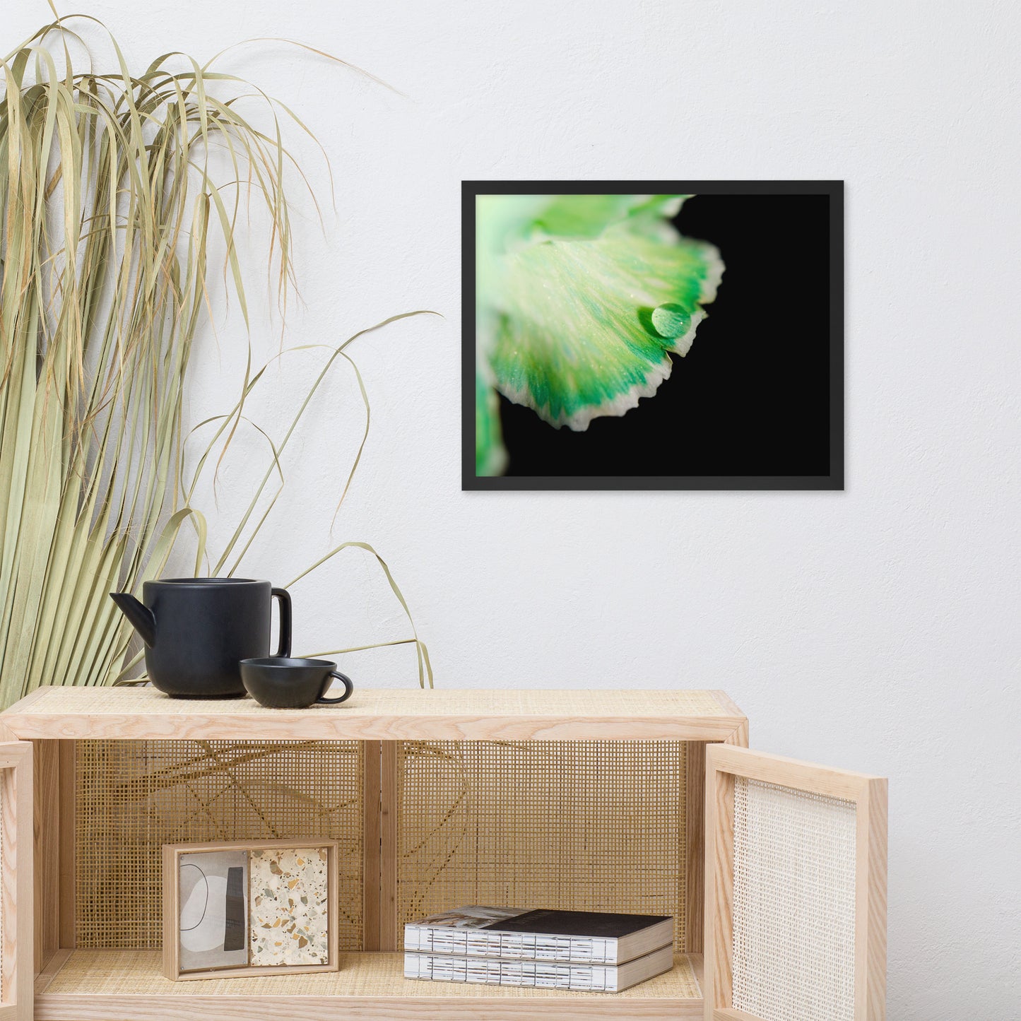 Water Droplet on Carnation Petal Floral Nature Photo Framed Wall Art Print
