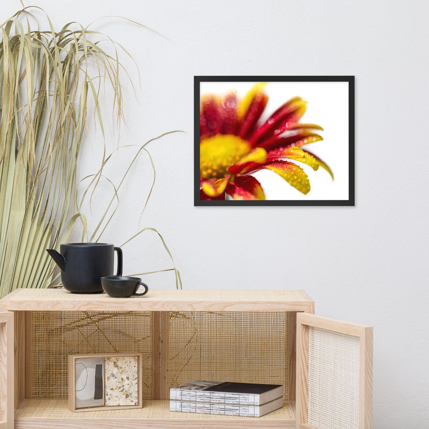 Water Droplets On Mum Petals Floral Nature Photo Framed Wall Art Print
