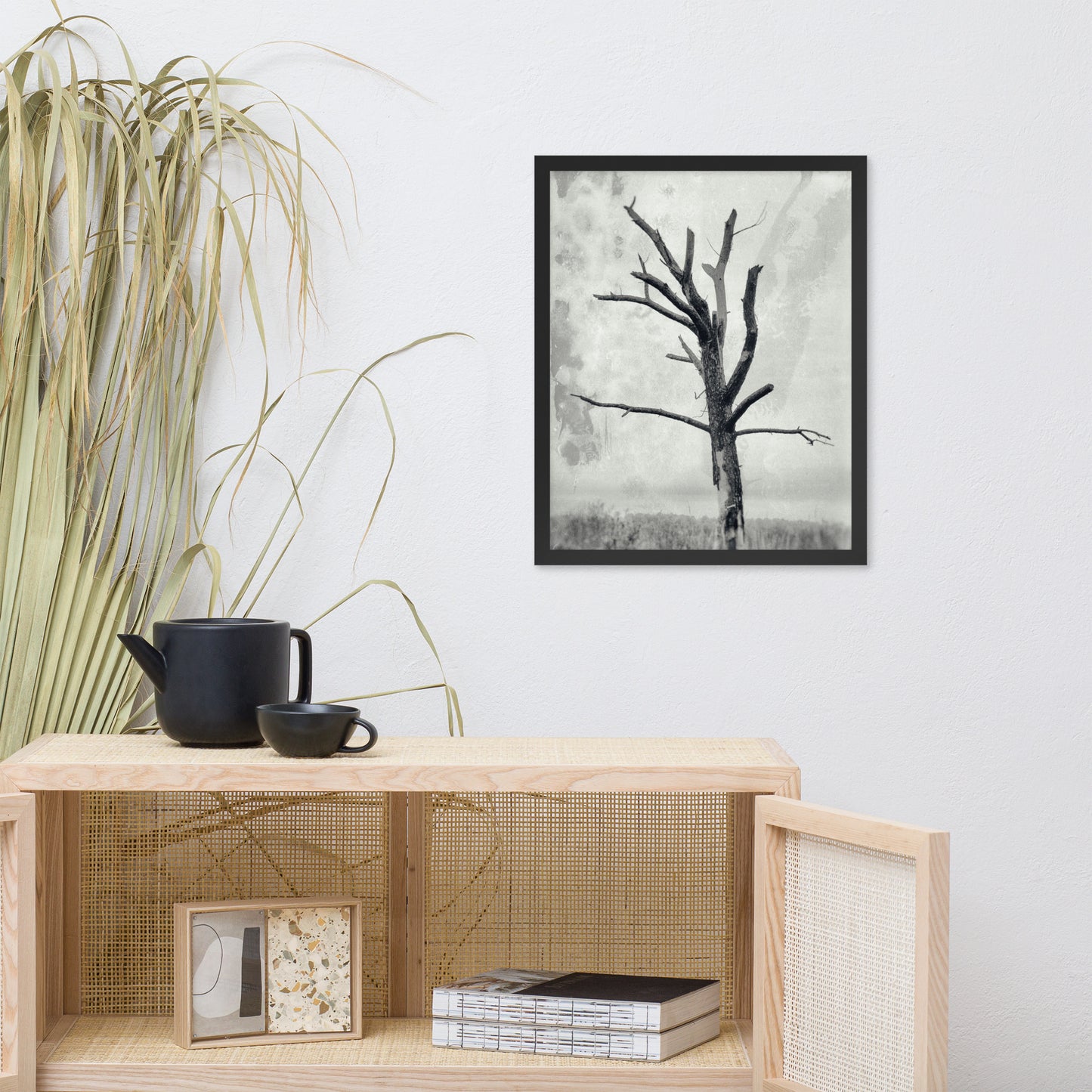 Rotting Away Alone Black and White Botanical Nature Photo Framed Wall Art Print