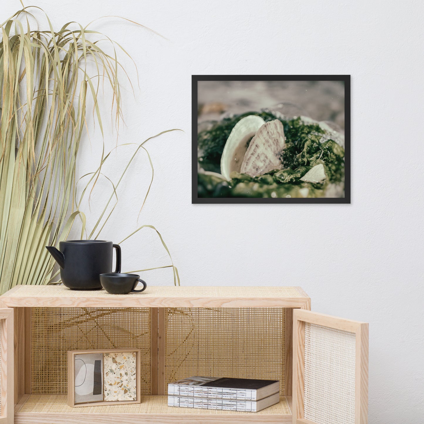 Seaweed and Shells Coastal Nature Photo Framed Wall Art Print