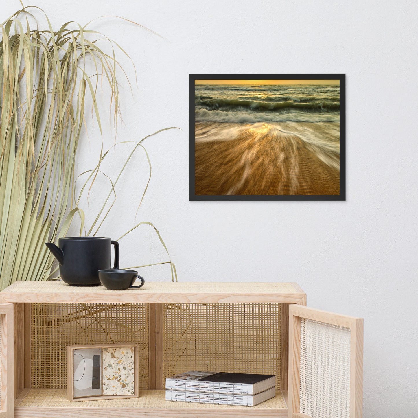Washing Out to Sea Coastal Nature Photo Framed Wall Art Print