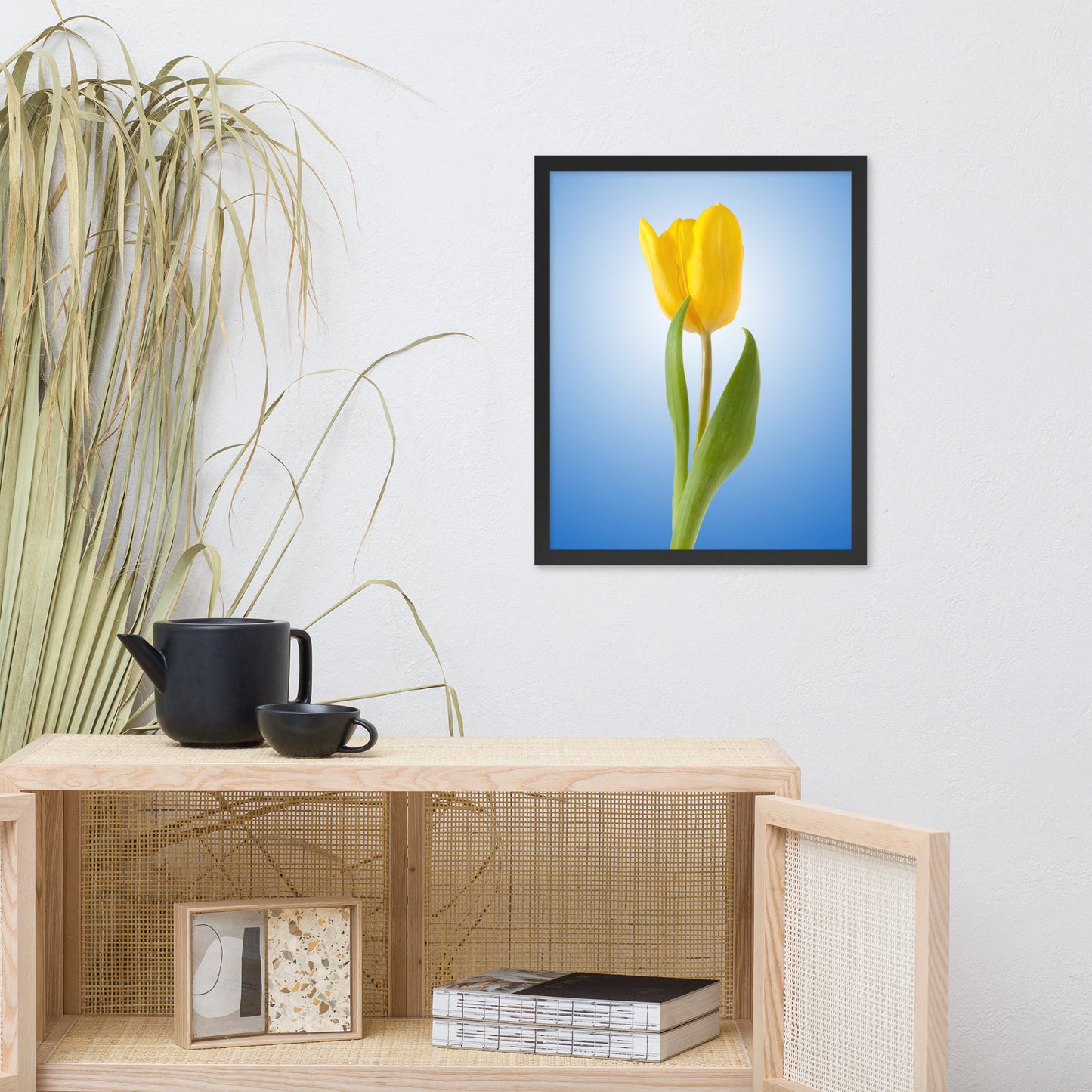 Yellow Tulip Minimal Floral Nature Photo Framed Wall Art Print