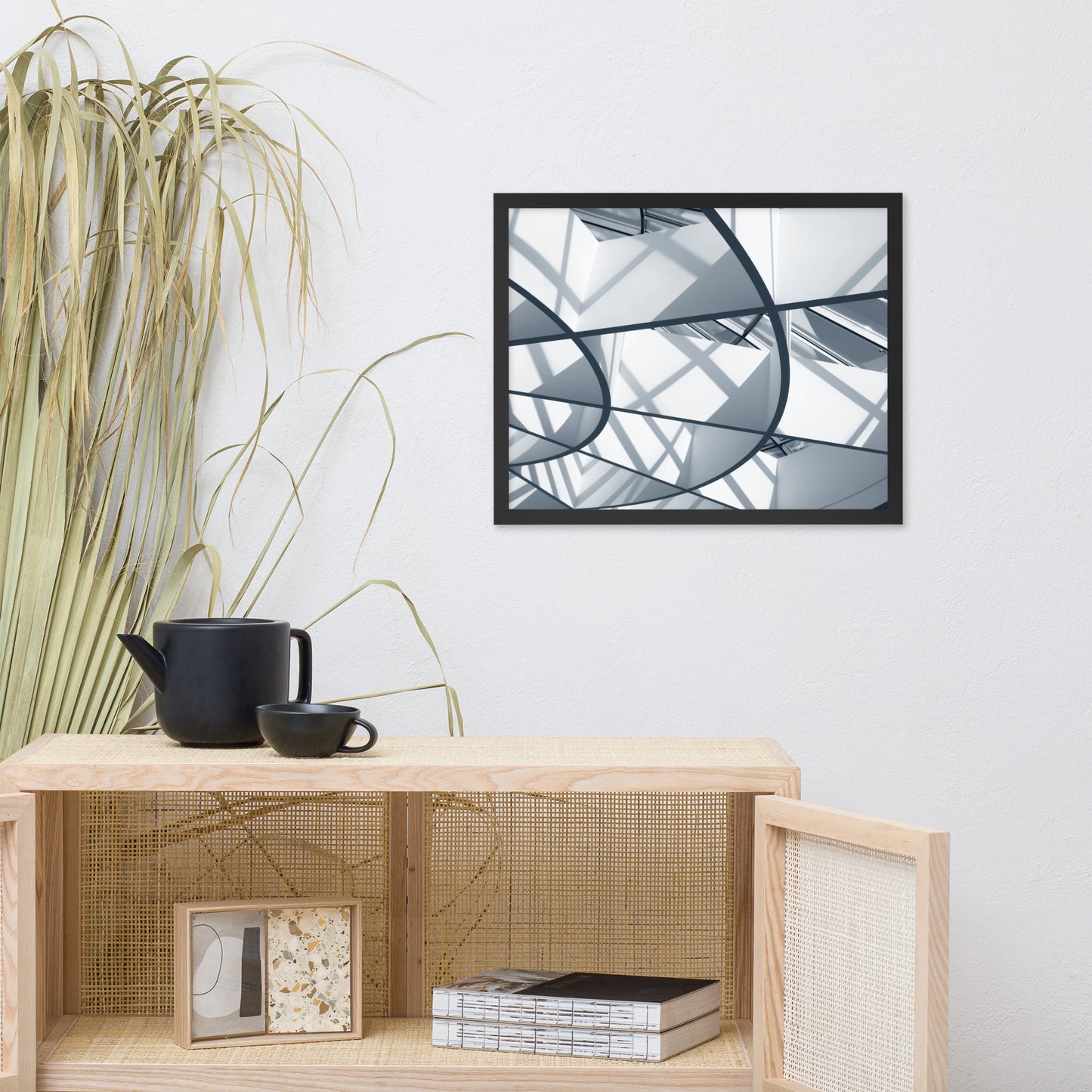 Interwoven Lines Colorized Architectural Photograph Framed Wall Art Print