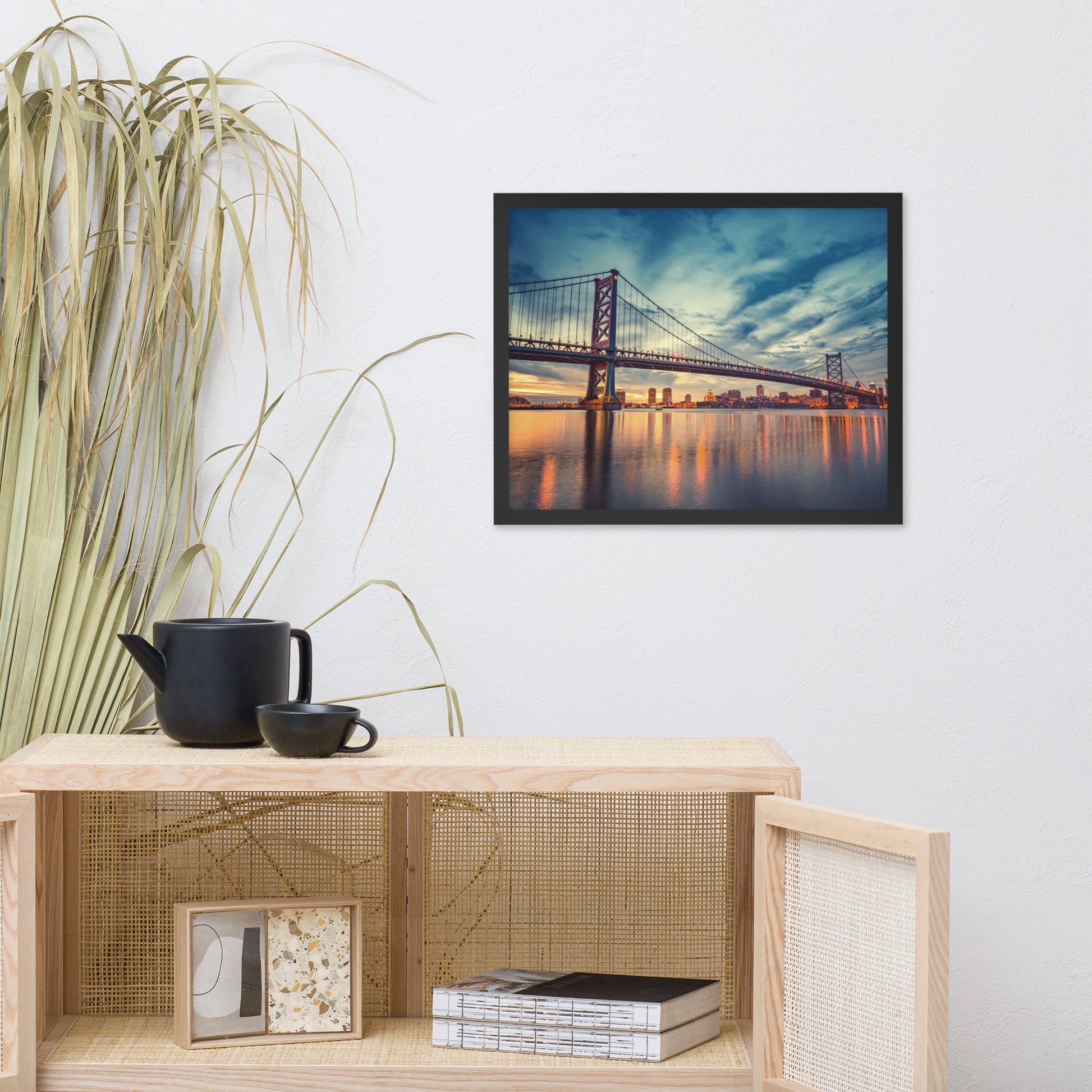Steel Lace at Dusk Urban Landscape Architectural Photograph Framed Wall Art Print