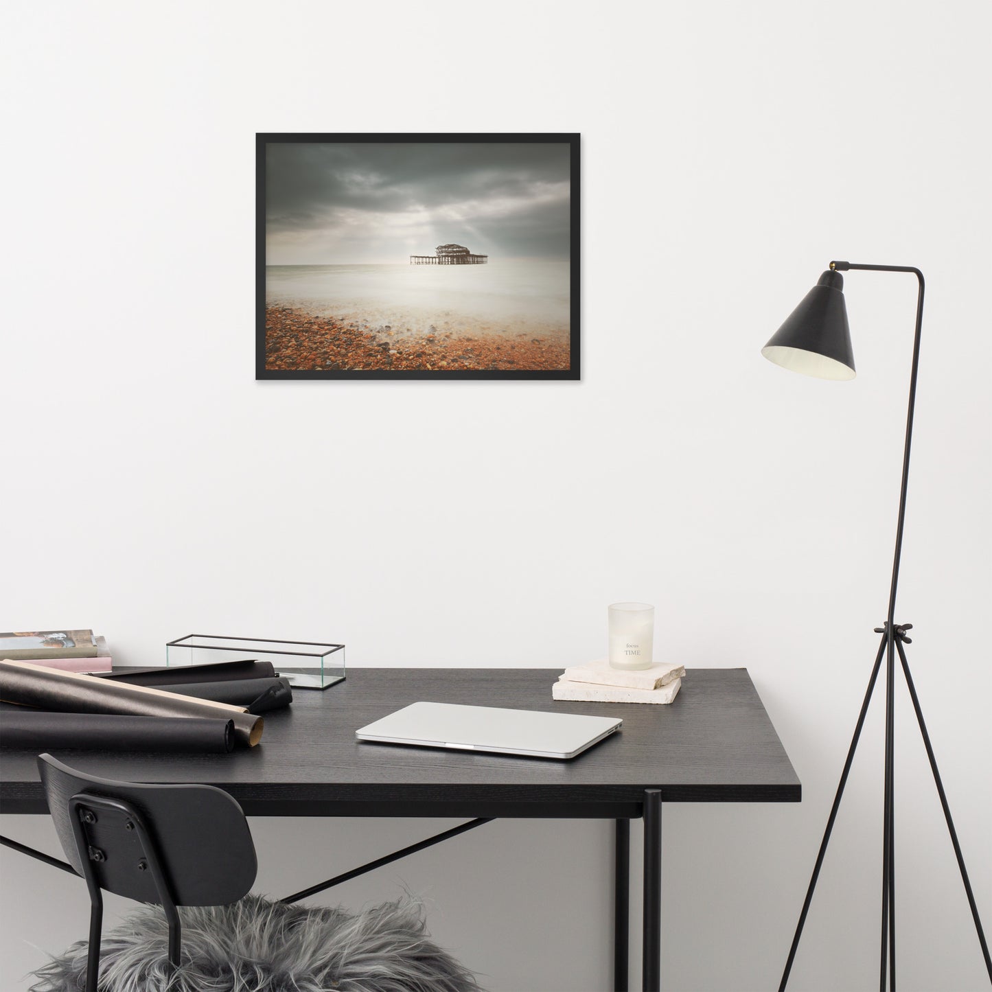 Study Desk Wall Decor: Abandoned West Pier Warming Matte Effect - Coastal / Seascape / Nature / Landscape Photo Framed Wall Art Print - Wall Decor - Artwork