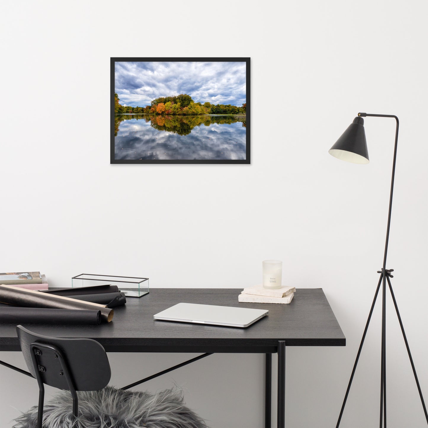 Professional Office Wall Art: Autumn Reflections - Rural / Country / Farmhouse Style Landscape / Nature Photograph Framed Wall Art Print - Artwork