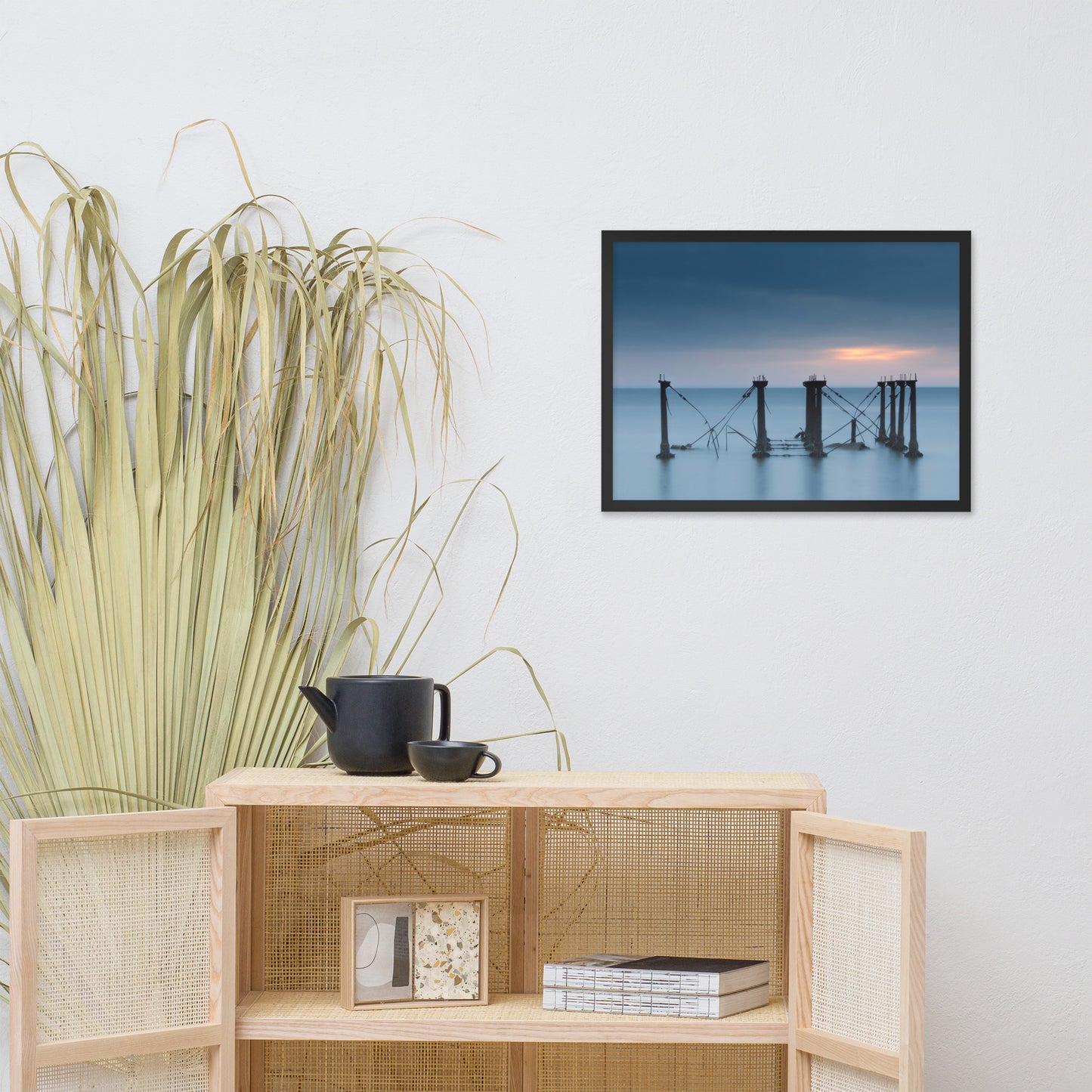 Cloudy Sunrise at Port Mahon Lighthouse Ruins Framed Photo Paper Wall Art Prints
