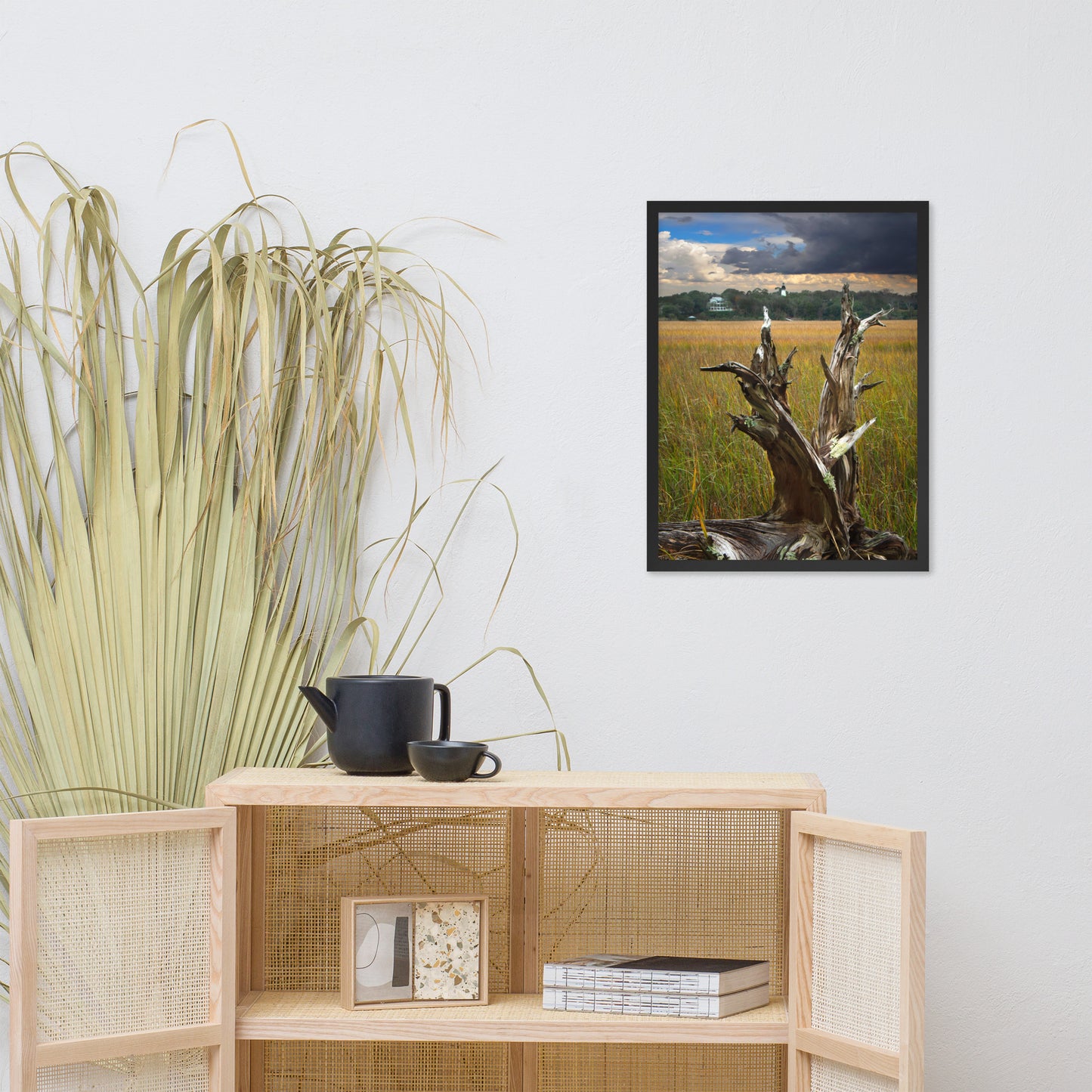 Dead Tree and Amelia Lighthouse Coastal Landscape Photo Framed Wall Art Prints