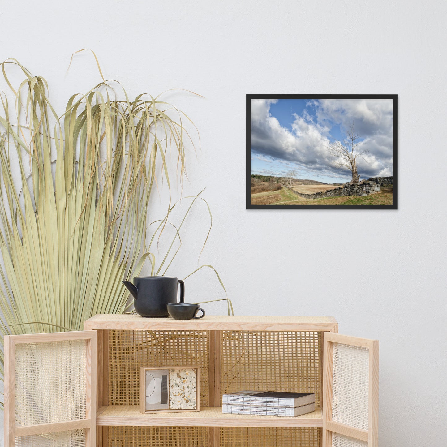 Dead Tree and Stone Wall - Color Framed Photo Wall Art Prints