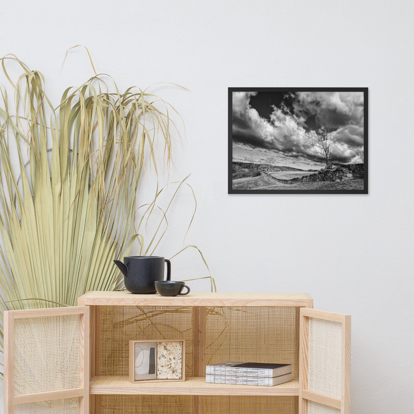 Dead Tree and Stone Wall in Black and White Framed Photo Wall Art Prints