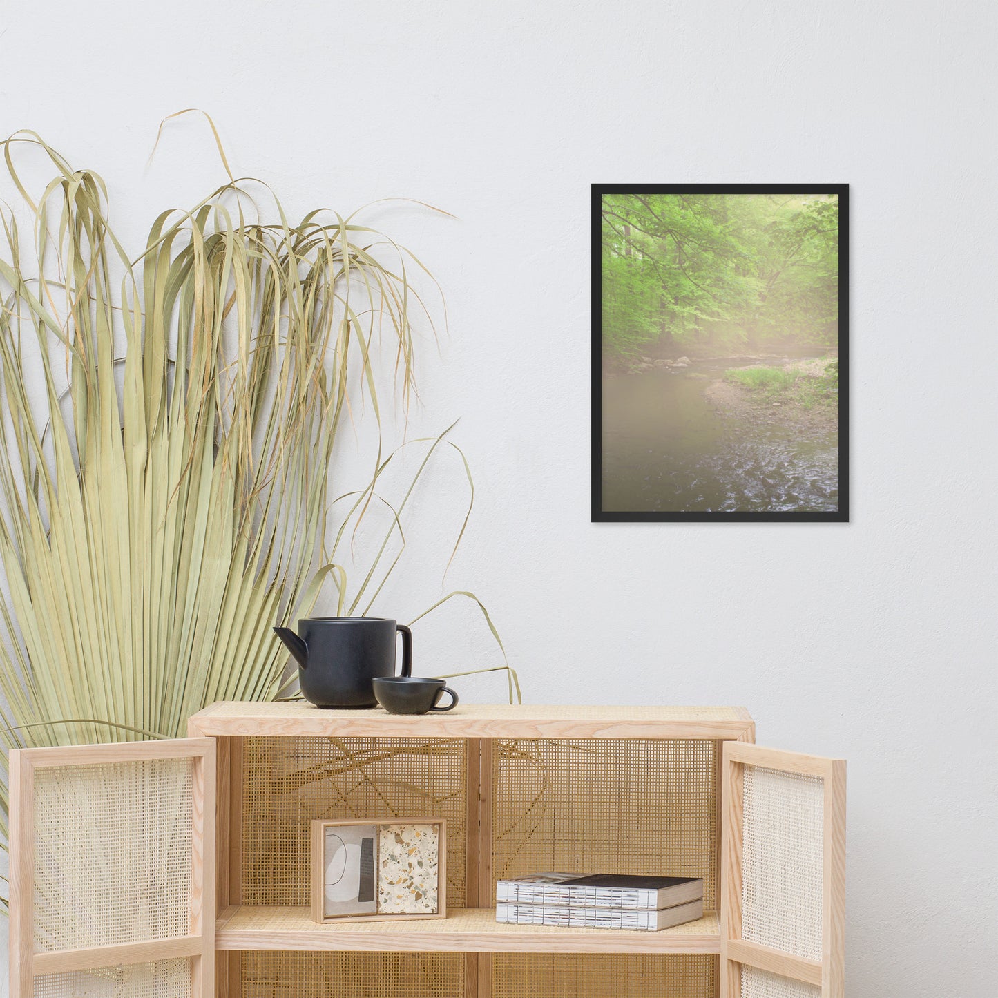 Early Morning Fog on the River Landscape Framed Photo Wall Art Prints